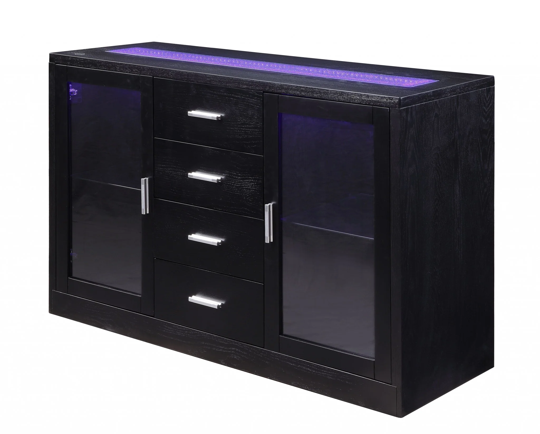 Black Wood Led Glass Server By Homeroots