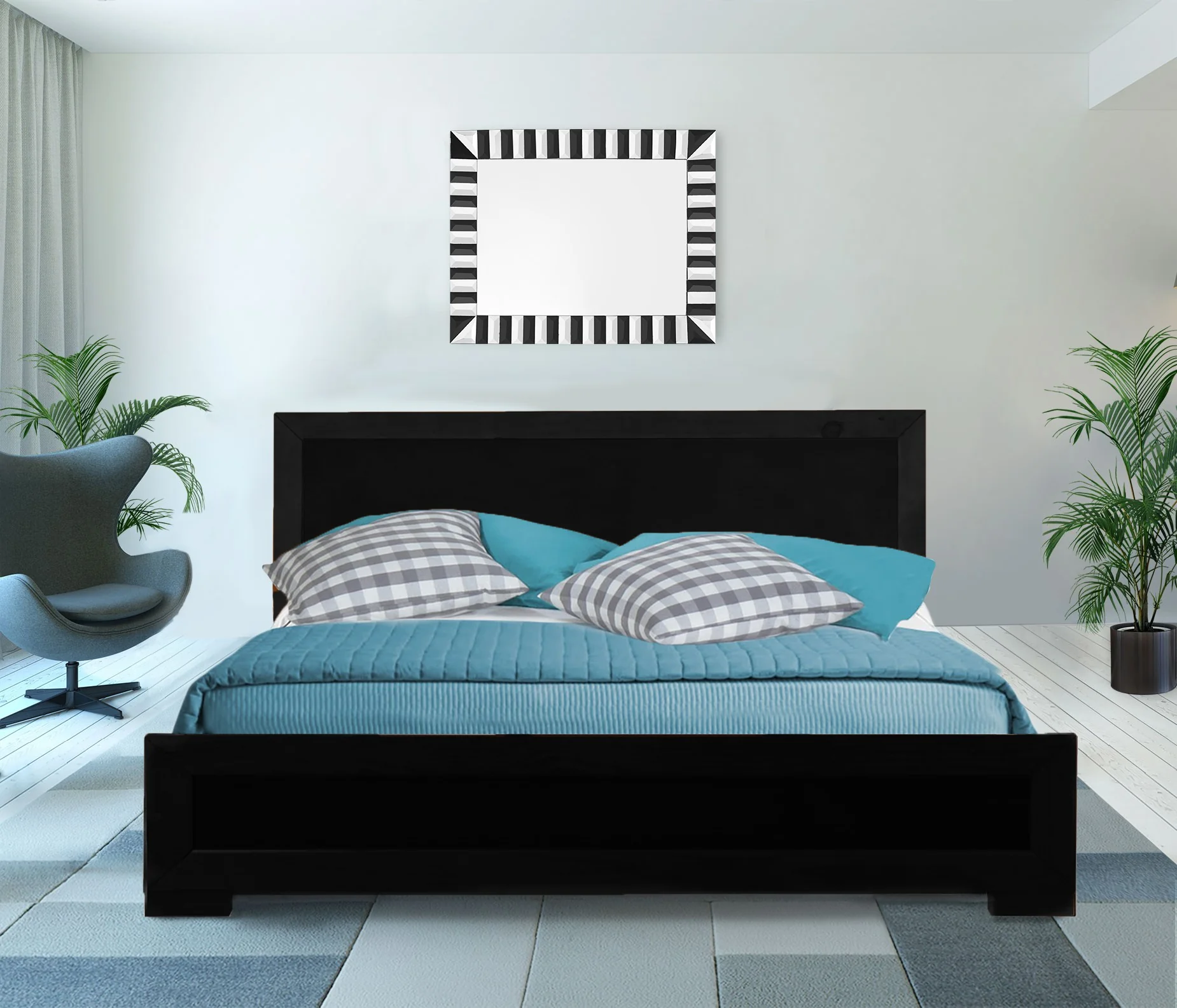 Black Wood Queen Platform Bed By Homeroots - 397073