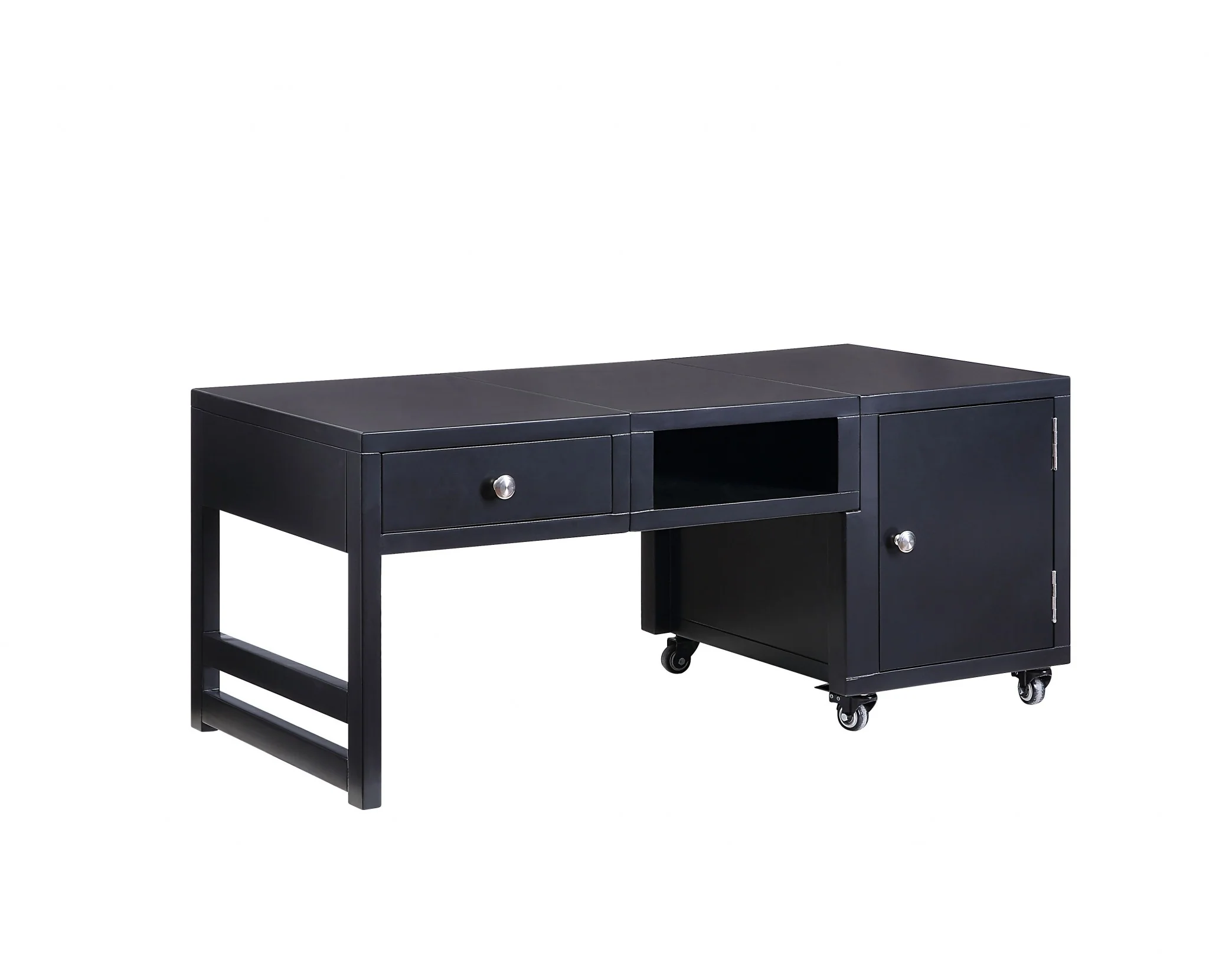 Black Wood Veneer Coffee Table (Convertible) By Homeroots