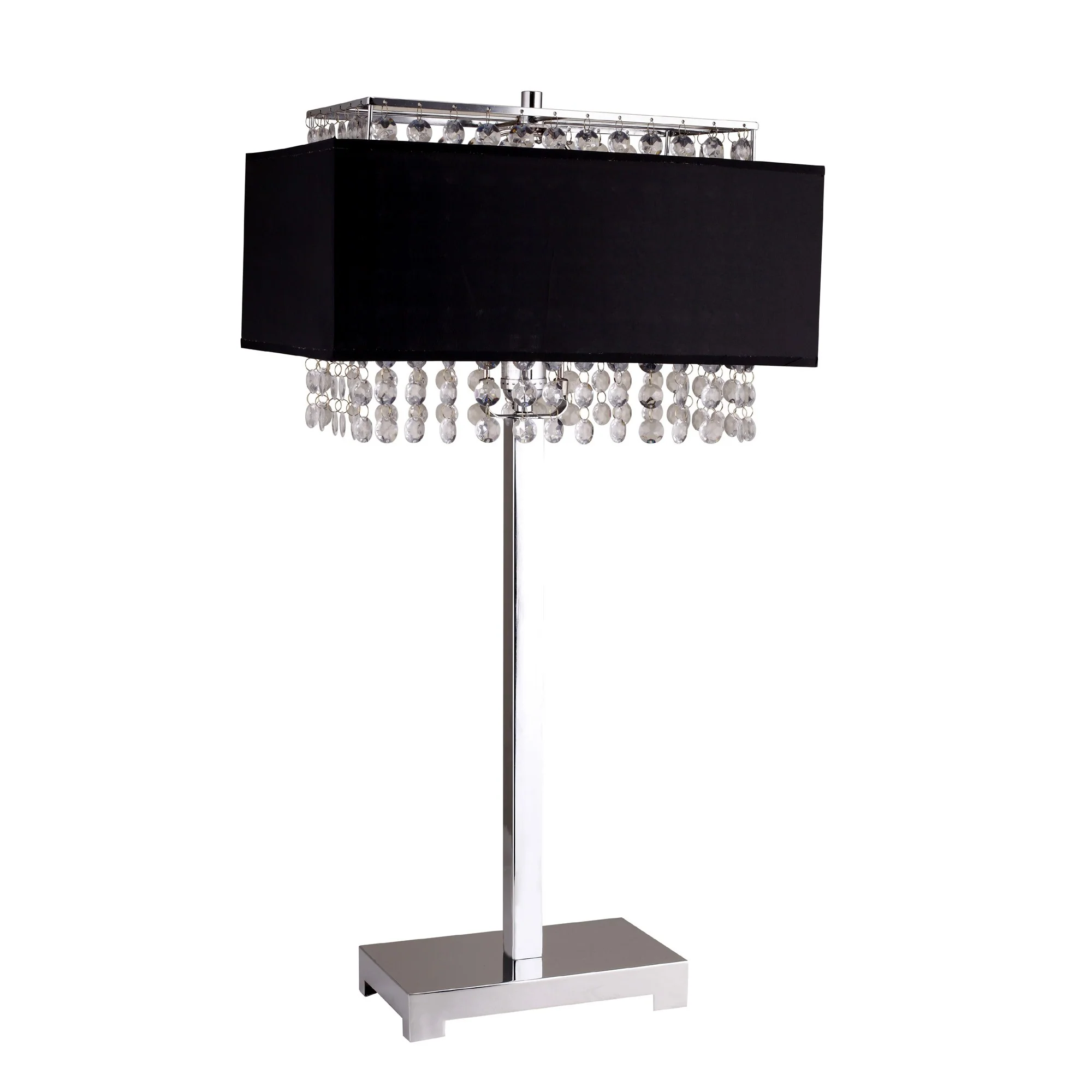 Bling Glam Black and Faux Crystal Rectangular Table Lamp By Homeroots