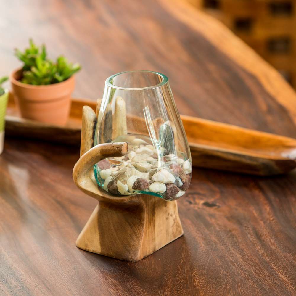 Blown Glass Vase on Hand - Varunna Set of 4 By Garden Age Supply