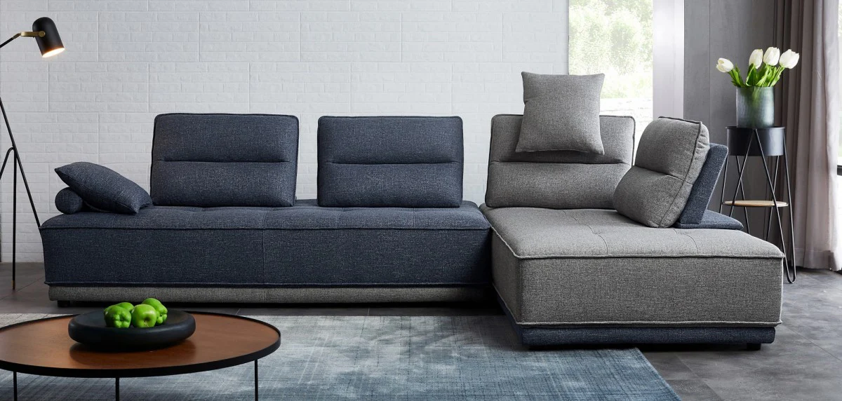 Blue and Gray Ultimate Lounger Modular Sectional Sofa By Homeroots