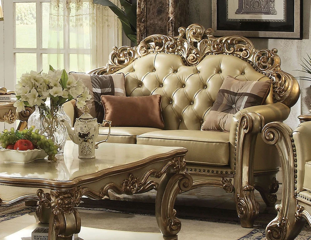 Bone Polyurethane Loveseat W Pillows By Homeroots