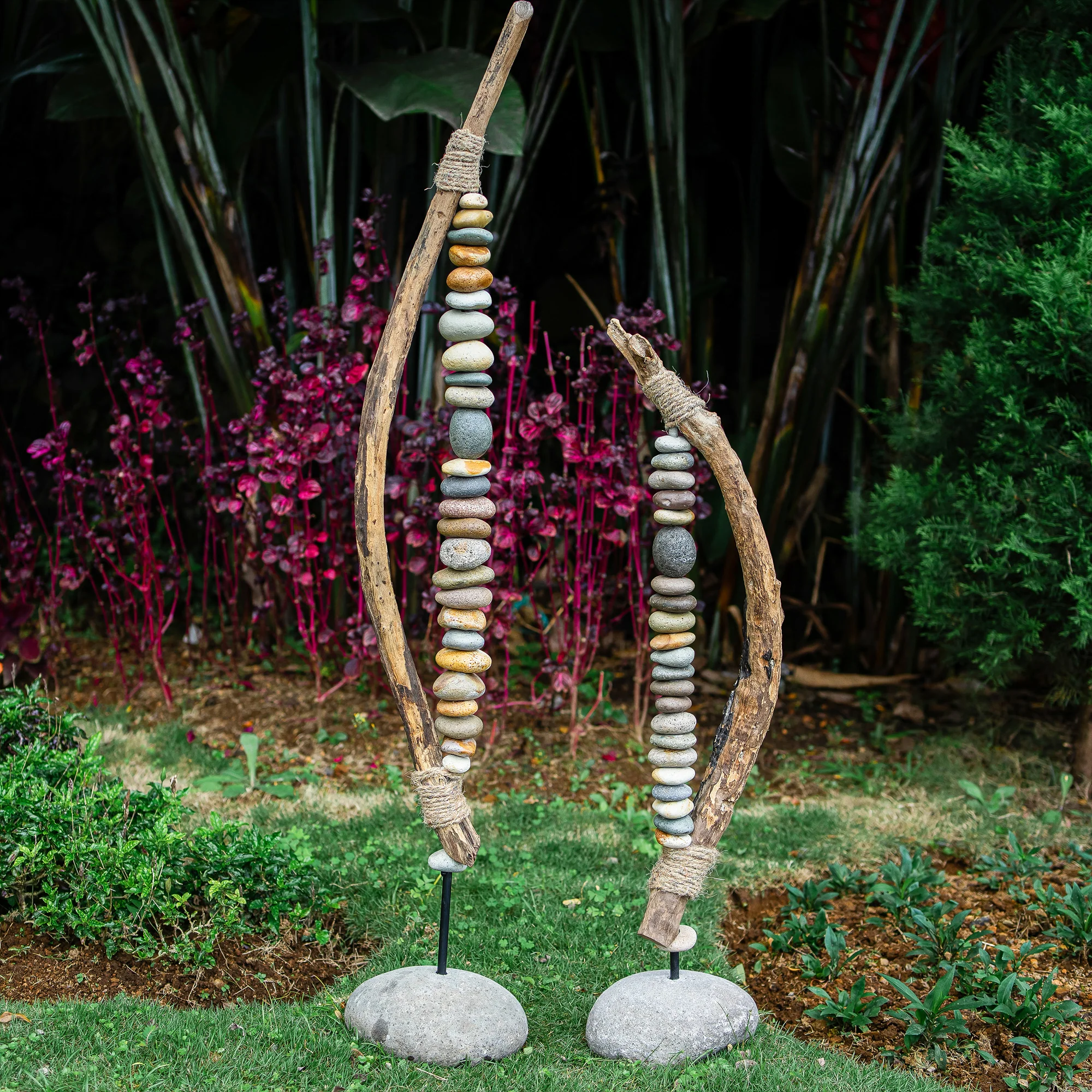 Bow Cairn Tower - Small 40"H Set of 2 By Garden Age Supply - Image 2