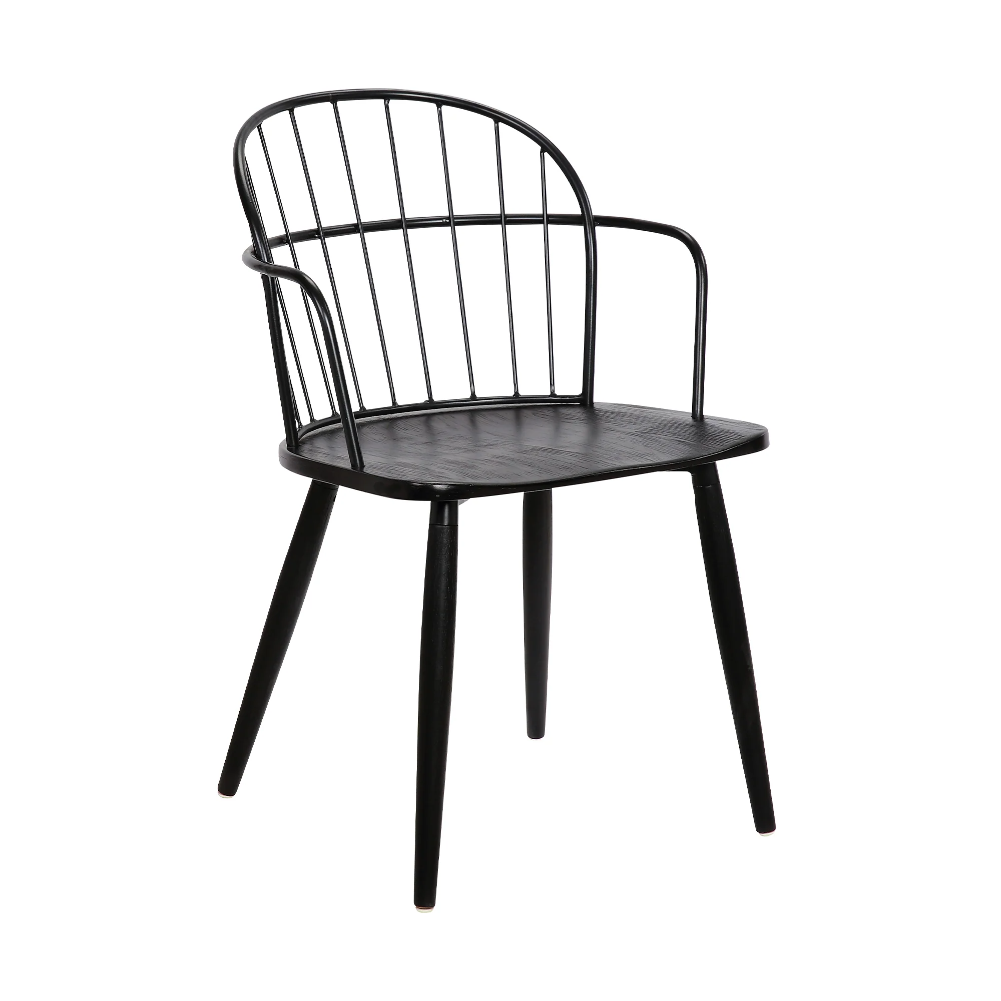 Bradley Steel Framed Side Chair in Black Powder Coated Finish and Black Brushed Wood By Armen Living