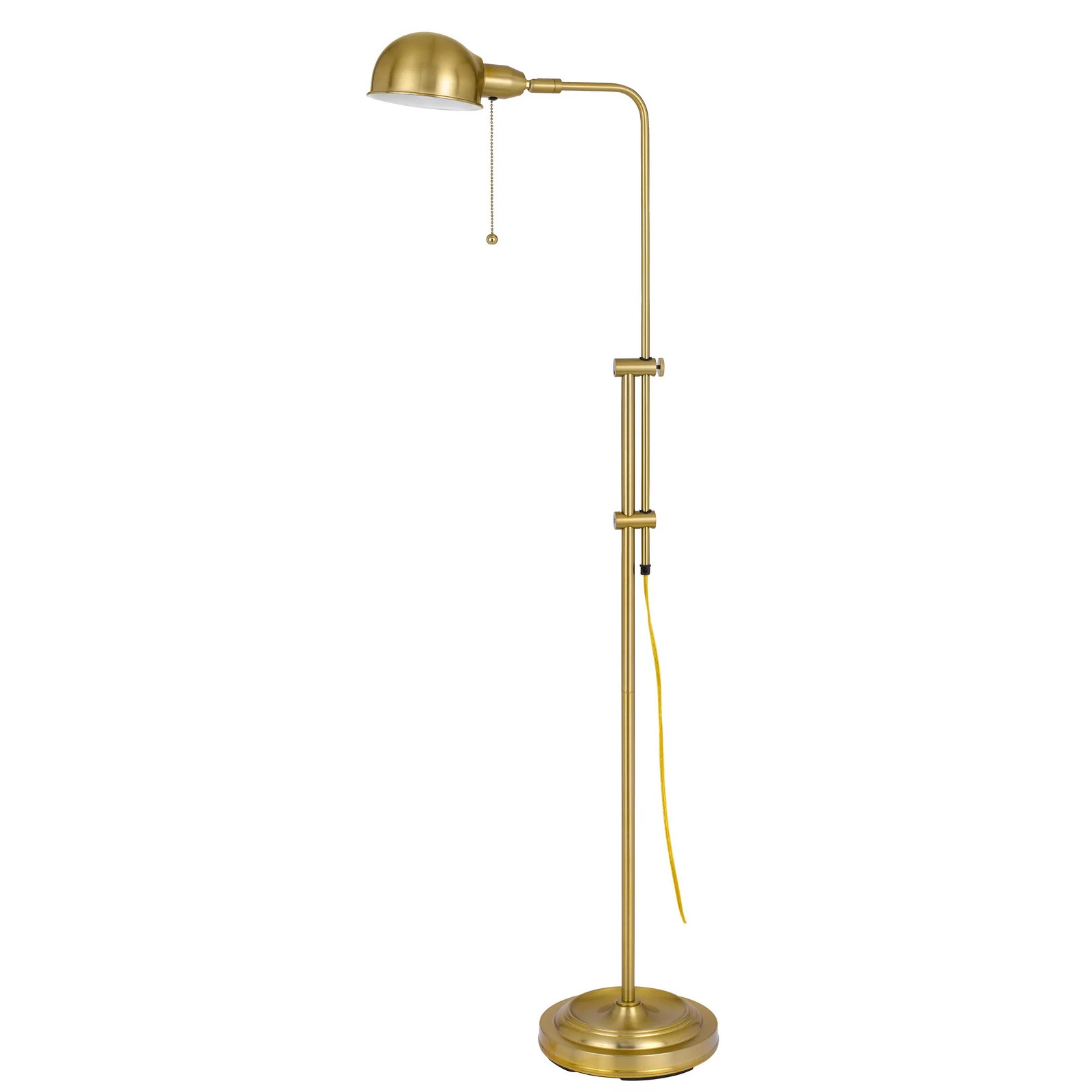 Brass Adjustable Floor Lamp With Bronze Dome Shade By Homeroots