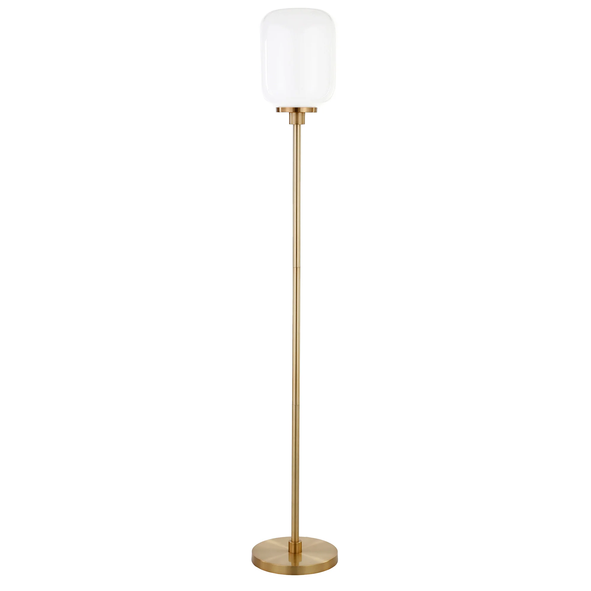Brass Novelty Floor Lamp With White Frosted Glass Globe Shade By Homeroots