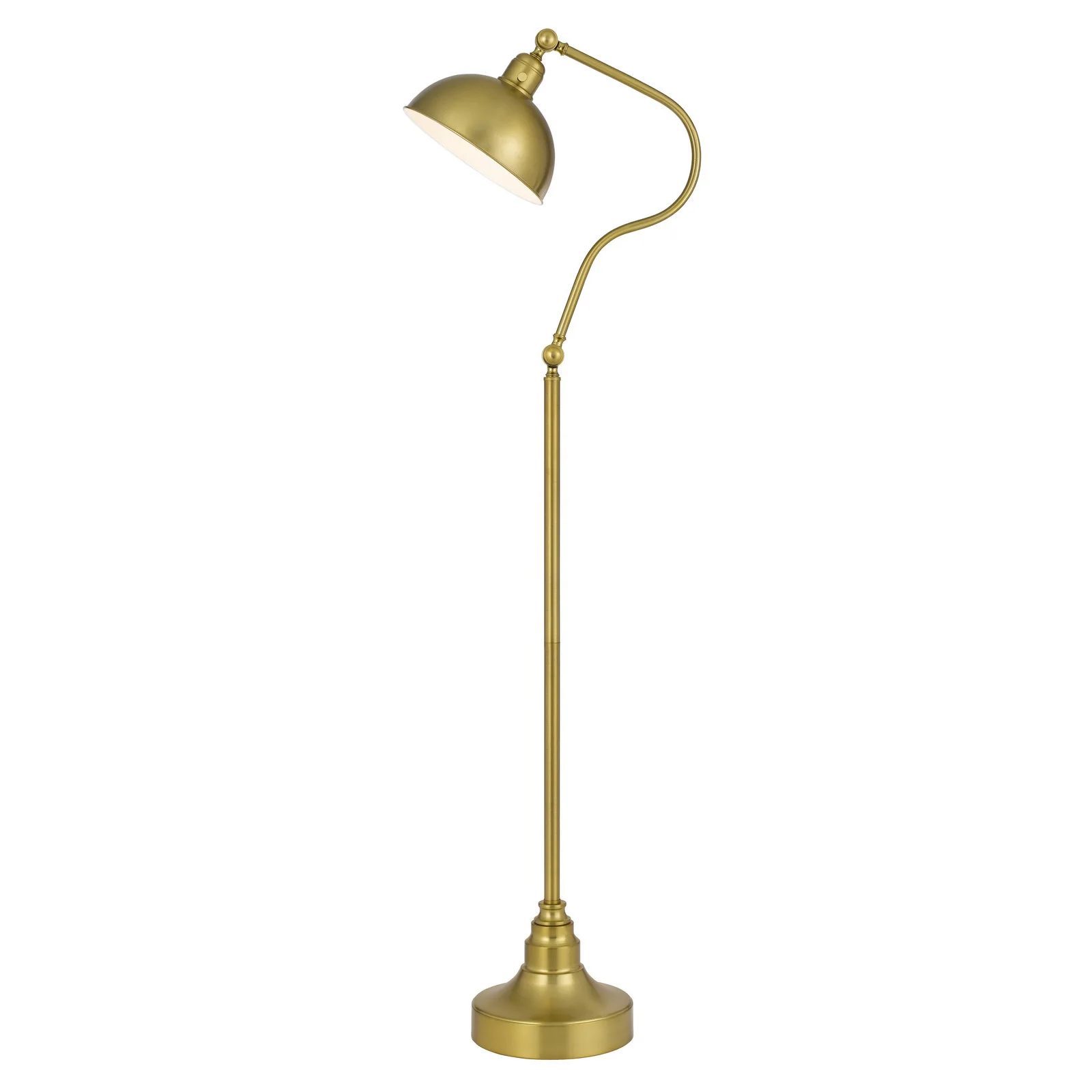 Brass Traditional Shaped Floor Lamp With Antiqued Brass Dome Shade By Homeroots