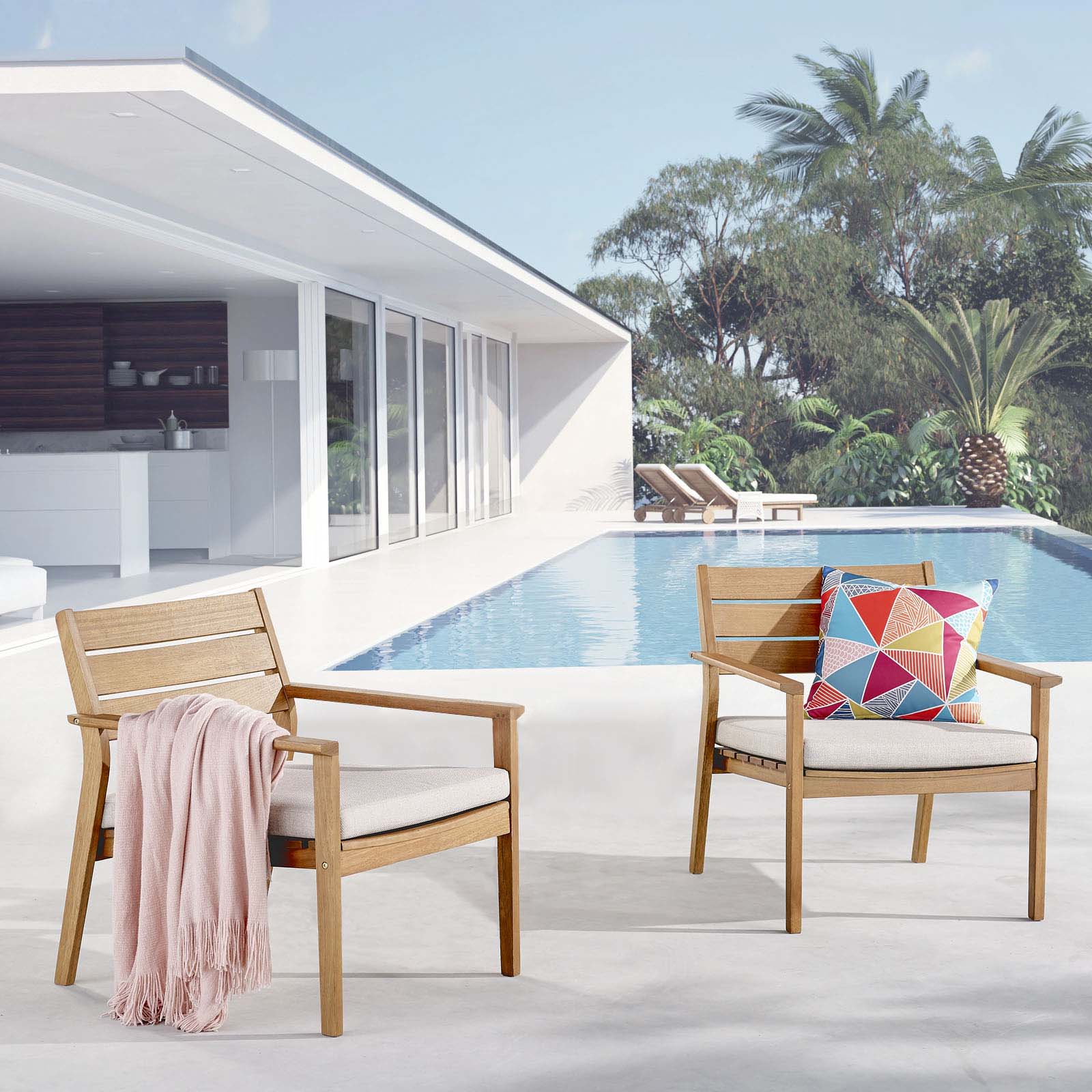 Breton Outdoor Patio Ash Wood Armchair Set of 2 By Modway - EEI-4009
