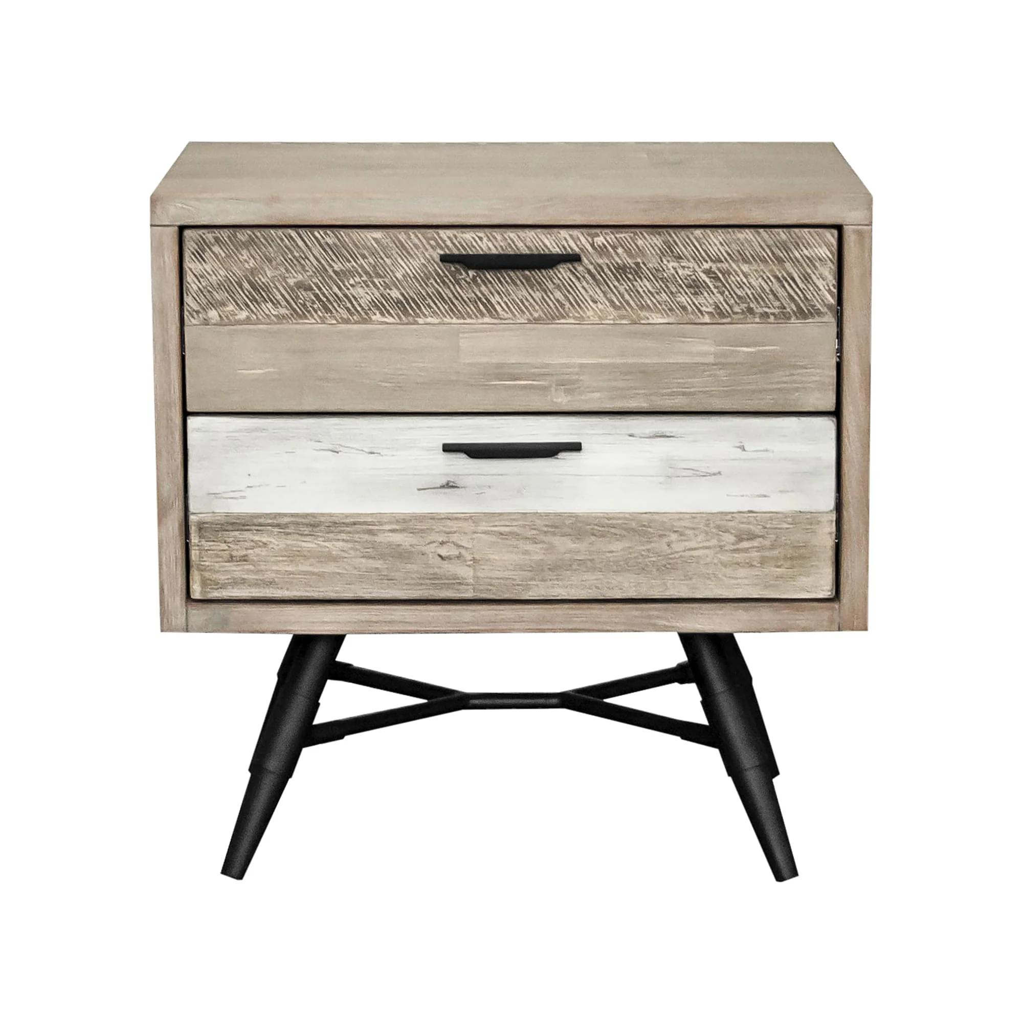 Bridges 2 Drawer Nightstand in Two Tone Acacia Wood By Armen Living - Image 2