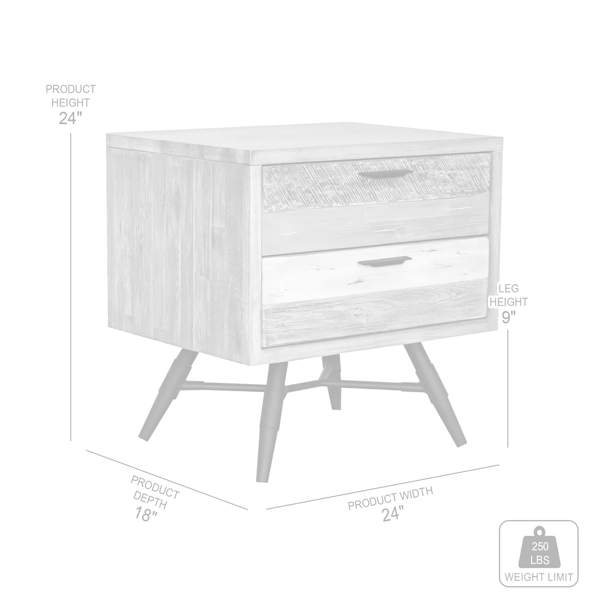 Bridges 2 Drawer Nightstand in Two Tone Acacia Wood By Armen Living - Image 8