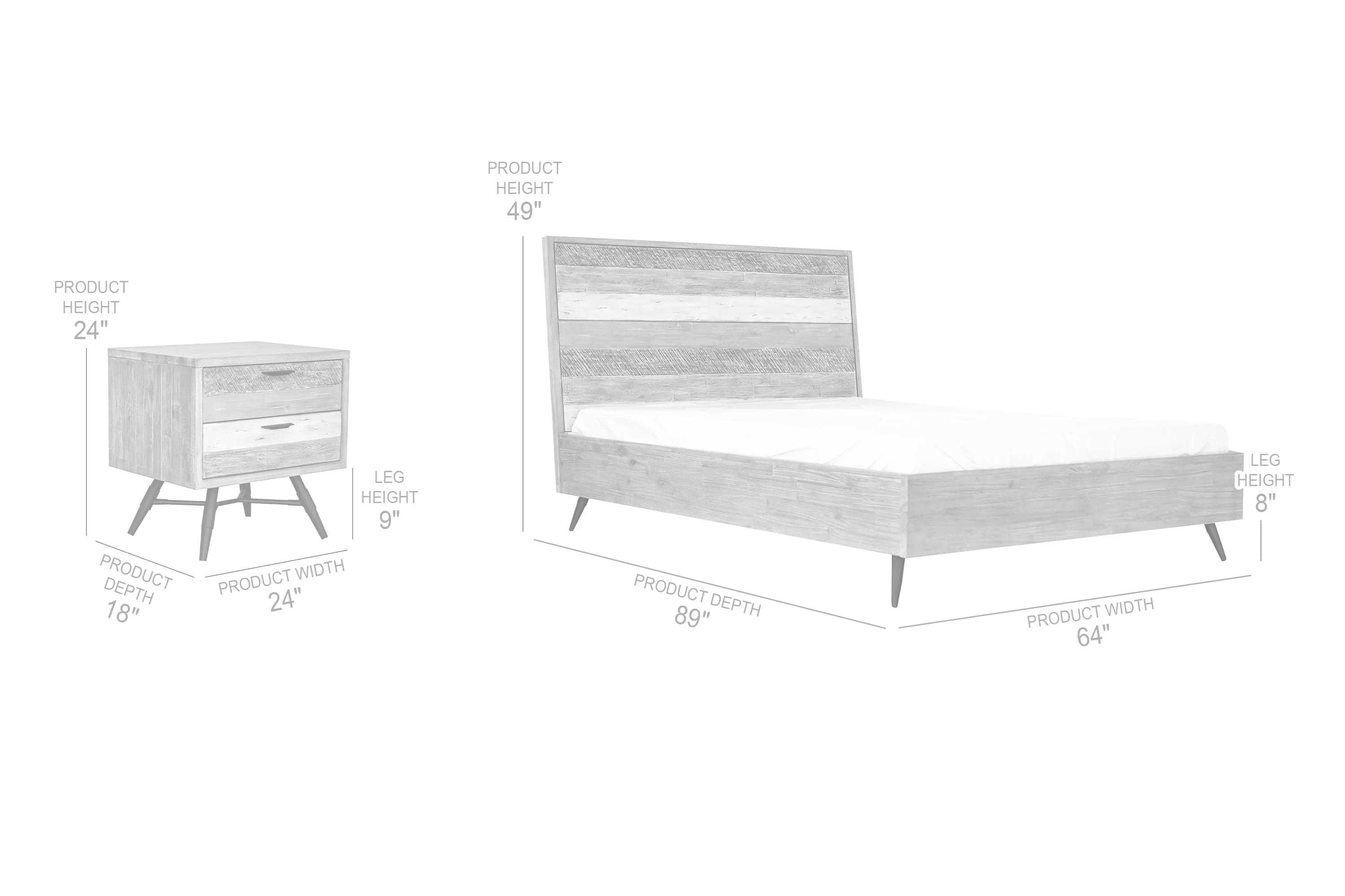 Bridges 3 Piece Queen Bedroom Set in Two-Tone Acacia Wood By Armen Living - Image 8