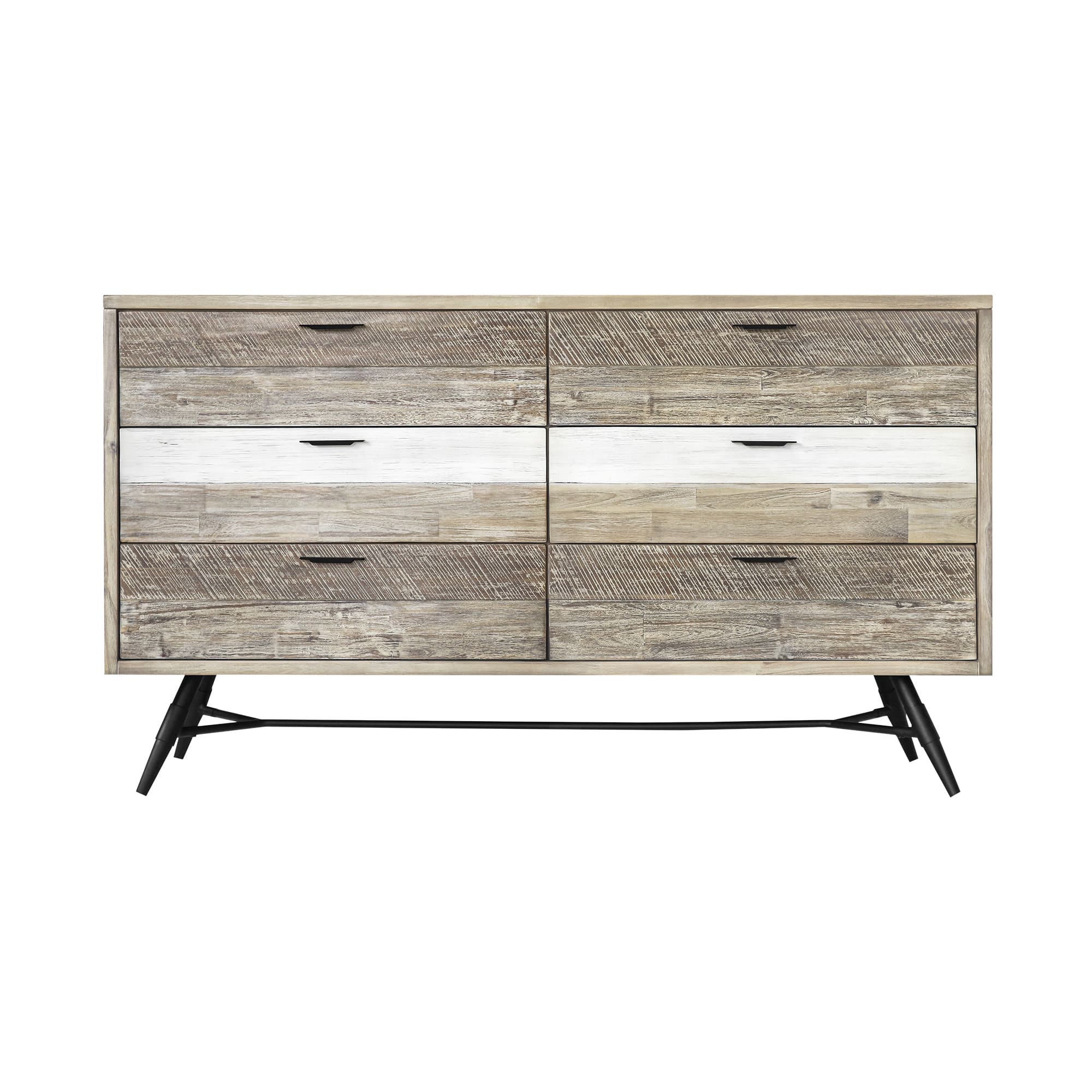 Bridges 4 Piece King Bedroom Set in Two-Tone Acacia Wood By Armen Living - Image 6