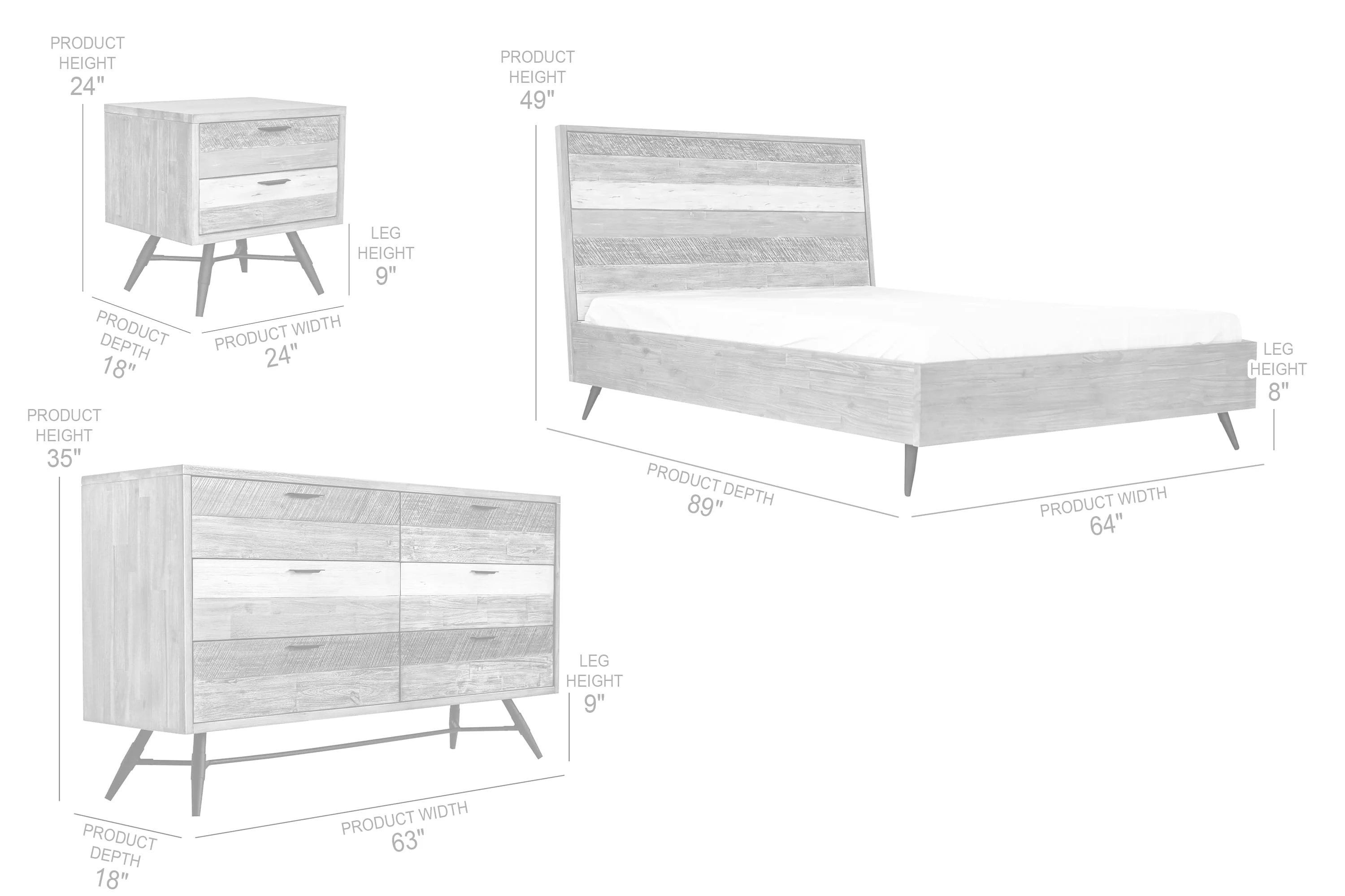 Bridges 4 Piece Queen Bedroom Set in Two-Tone Acacia Wood By Armen Living - Image 9