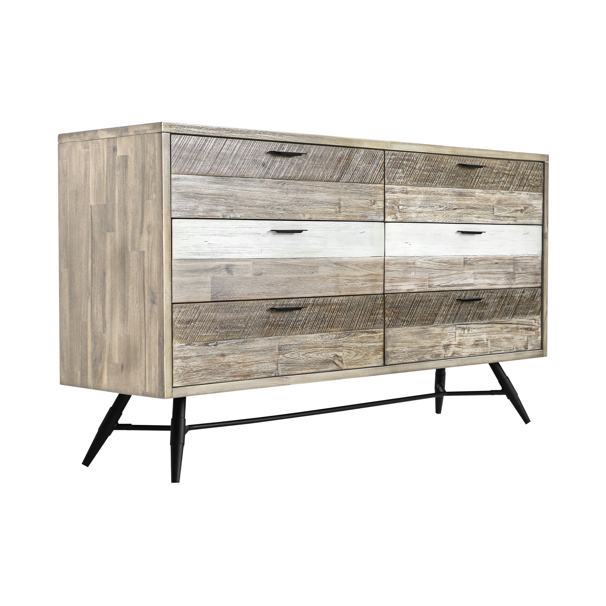 Bridges 6 Drawer Dresser in Two Tone Acacia Wood By Armen Living - Image 4