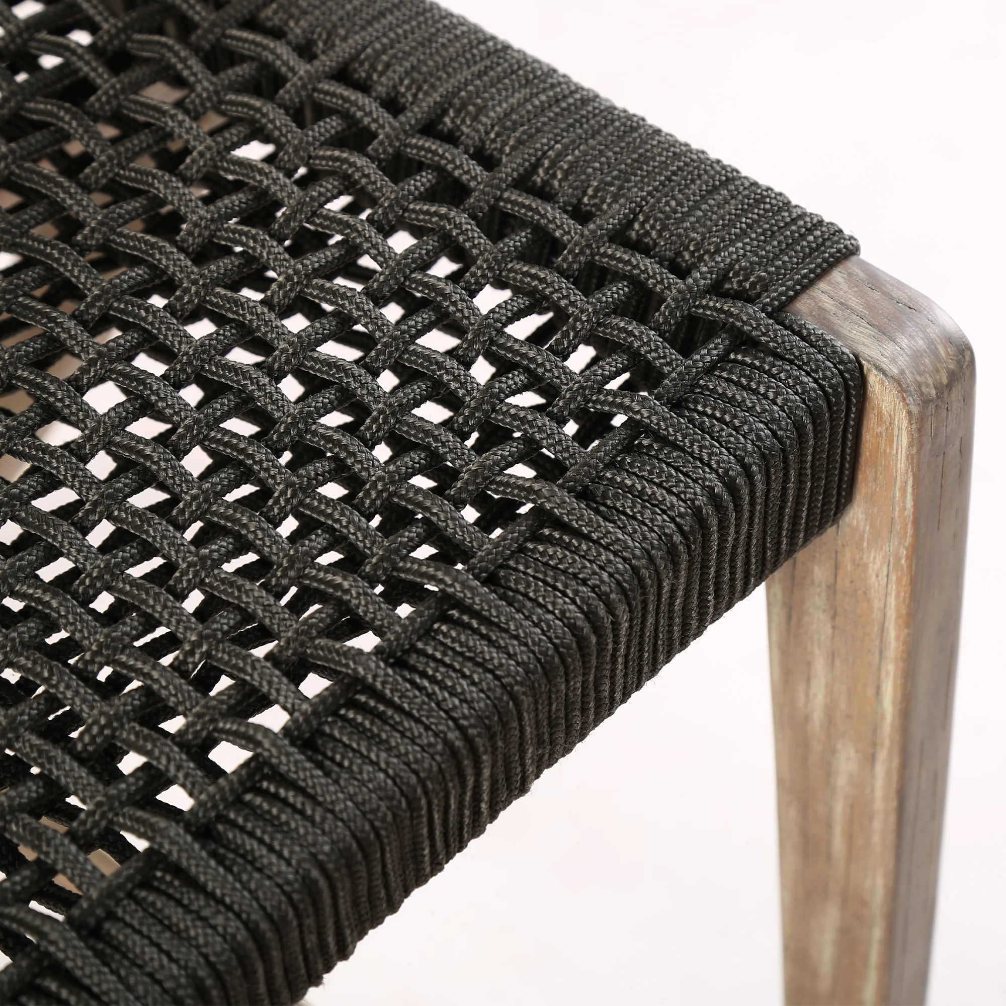Brielle Outdoor Light Eucalyptus Wood and Charcoal Rope Bar Height Stool By Armen Living - Image 10