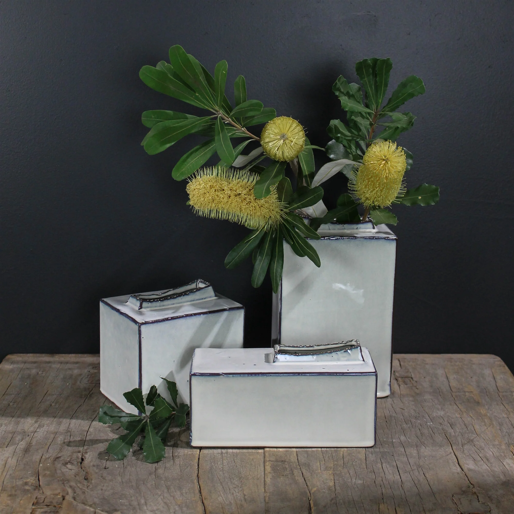 Britta Vase, Ceramic - Square Set Of 2 By HomArt