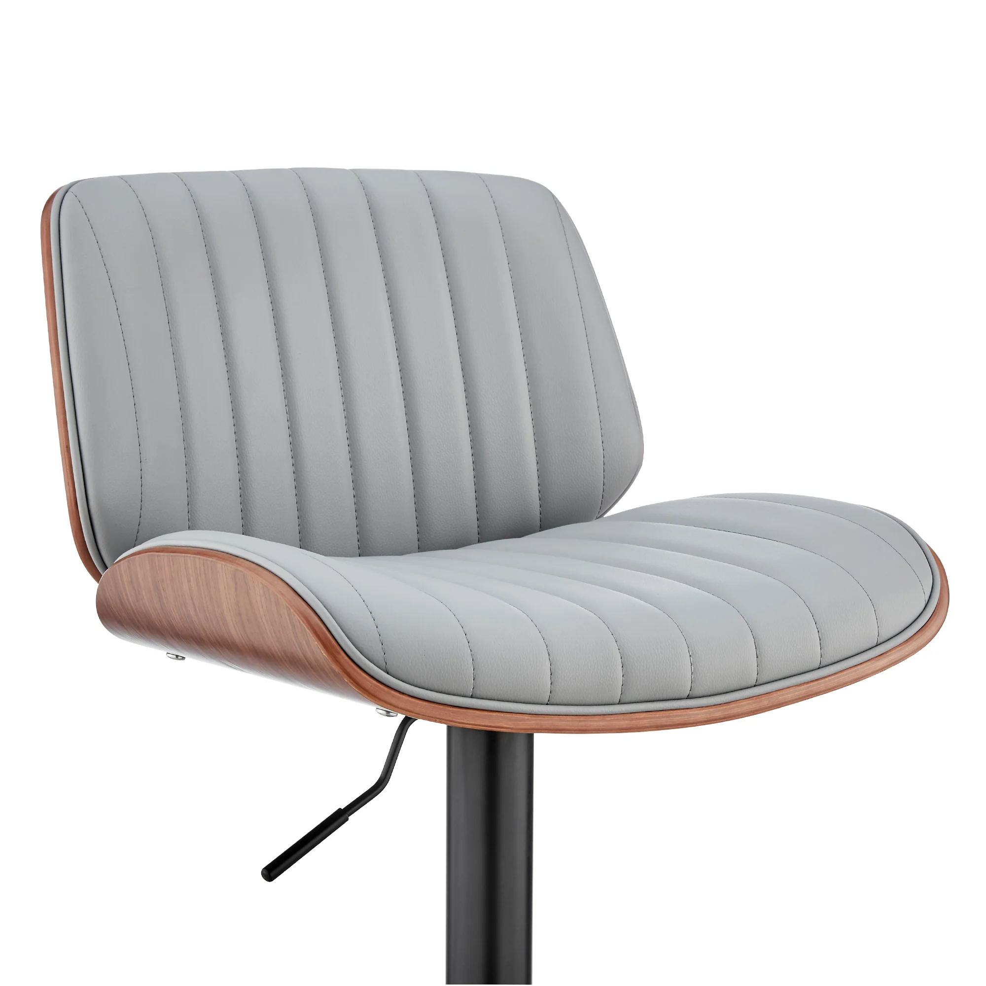 Brock Adjustable Gray Faux Leather and Walnut Wood with Black Finish Bar Stool By Armen Living - Image 7