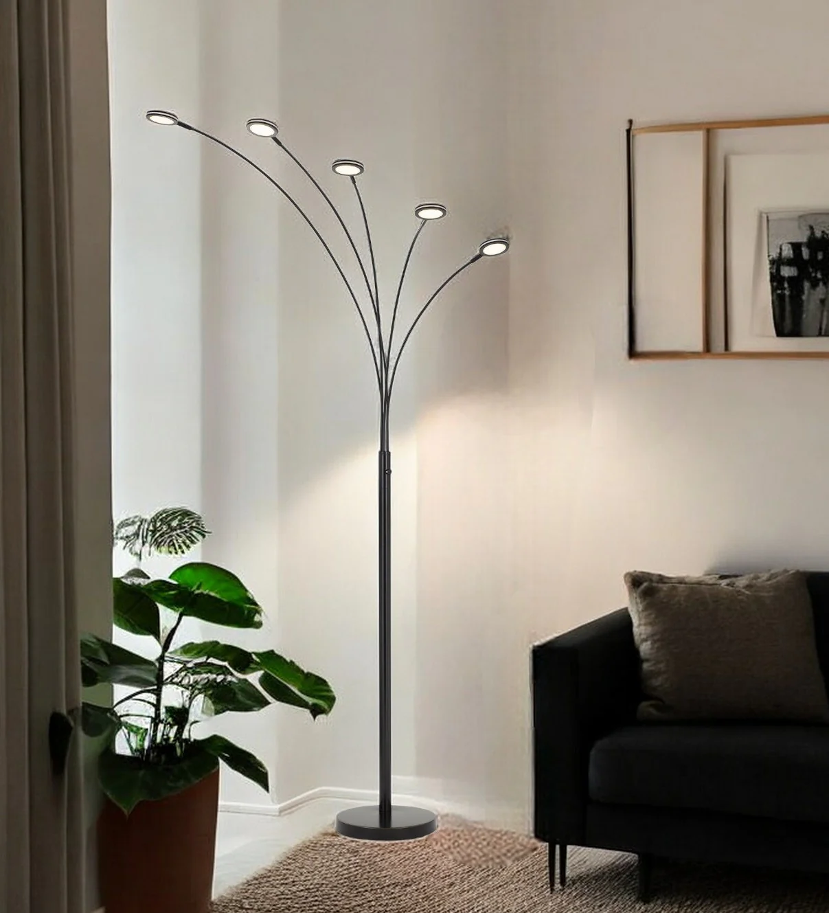 Bronze Five Light LED Arc Floor Lamp By Homeroots
