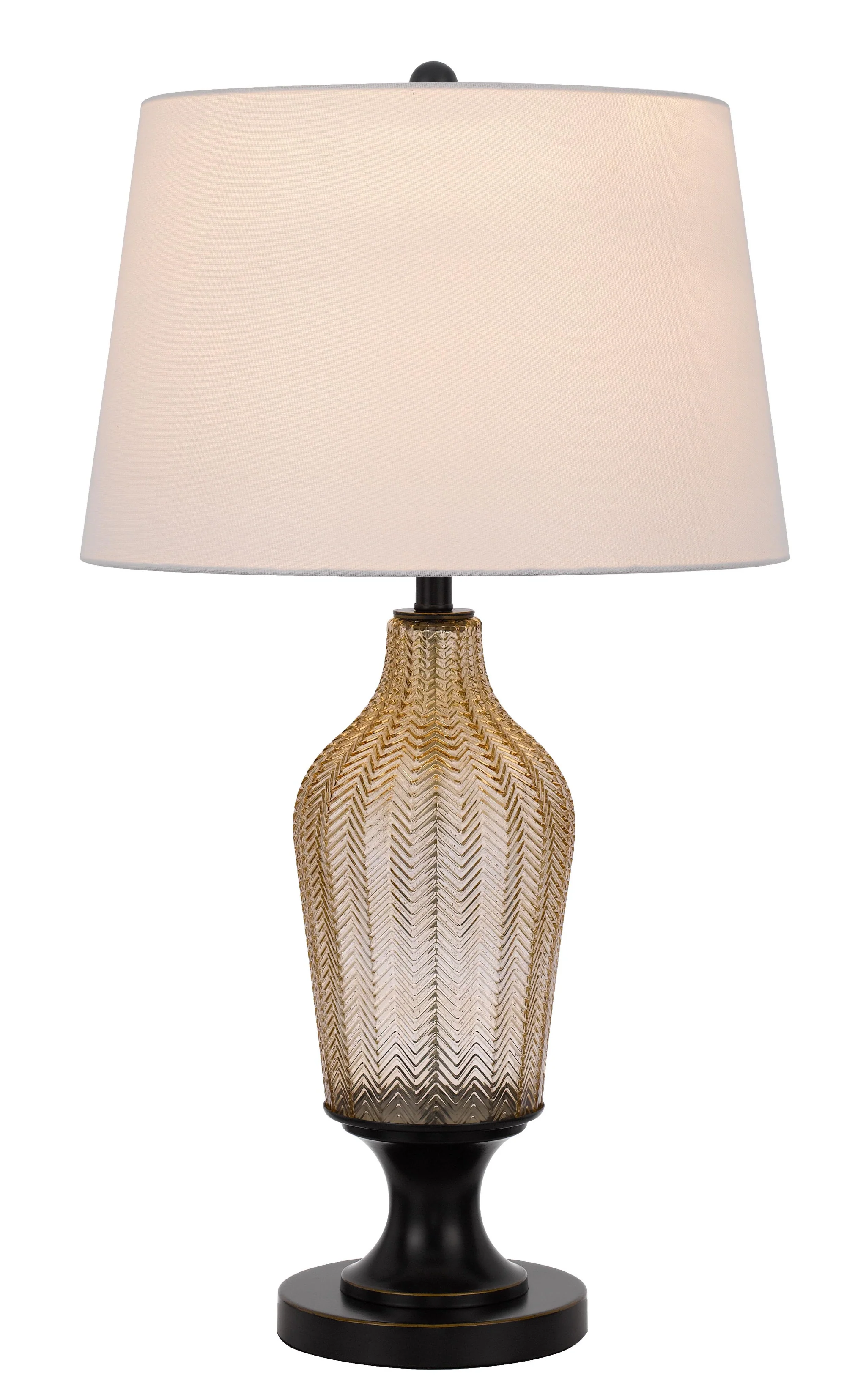 Bronze Glass Table Lamp With White Empire Shade By Homeroots