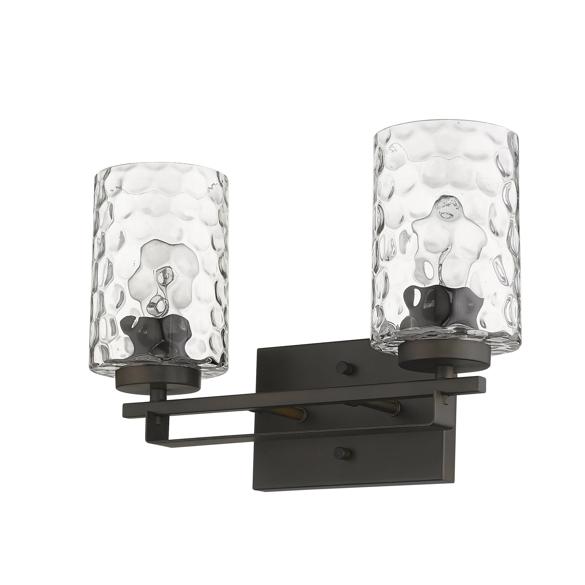Bronze Metal and Pebbled Glass Two Light Wall Sconce By Homeroots