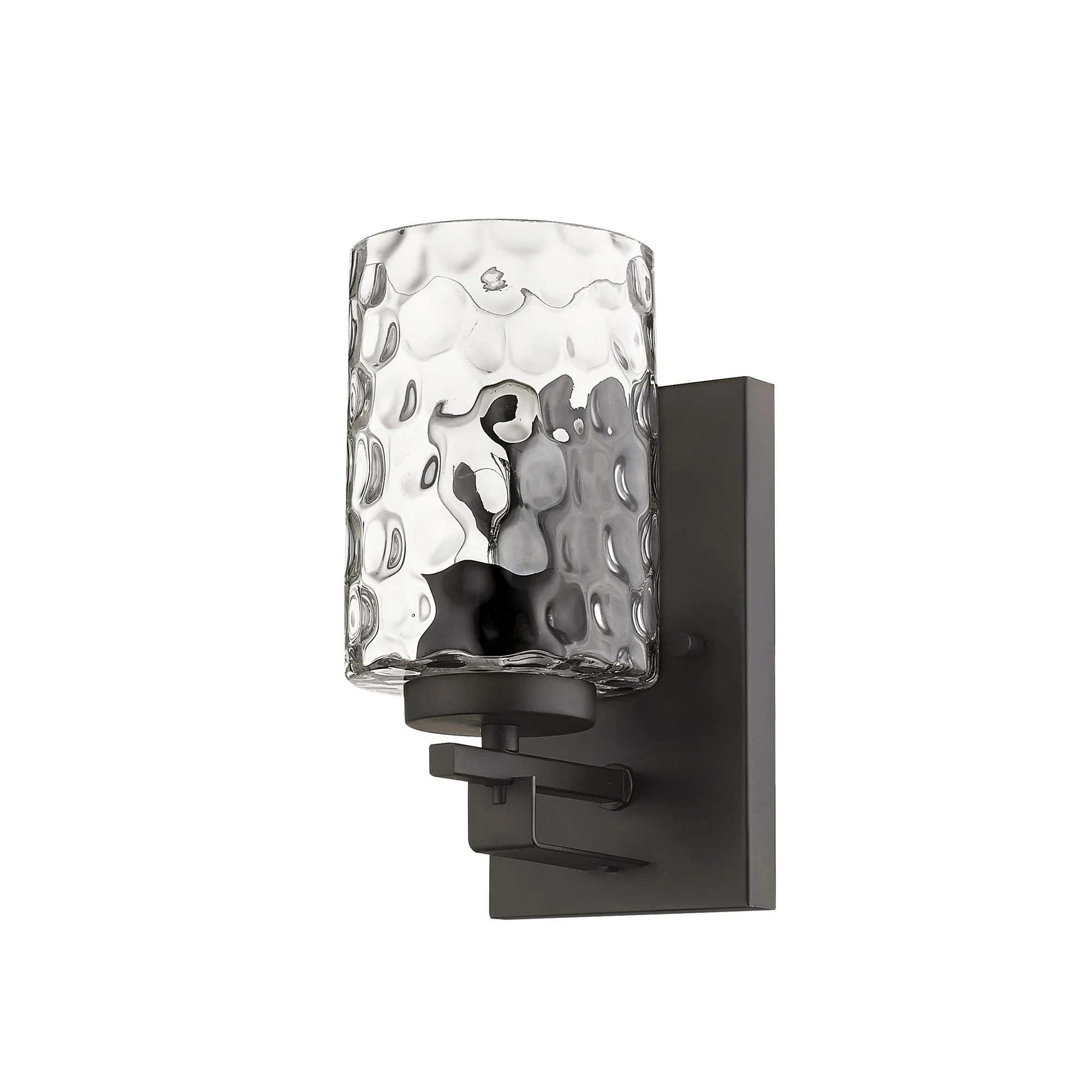 Bronze Metal and Pebbled Glass Wall Sconce By Homeroots