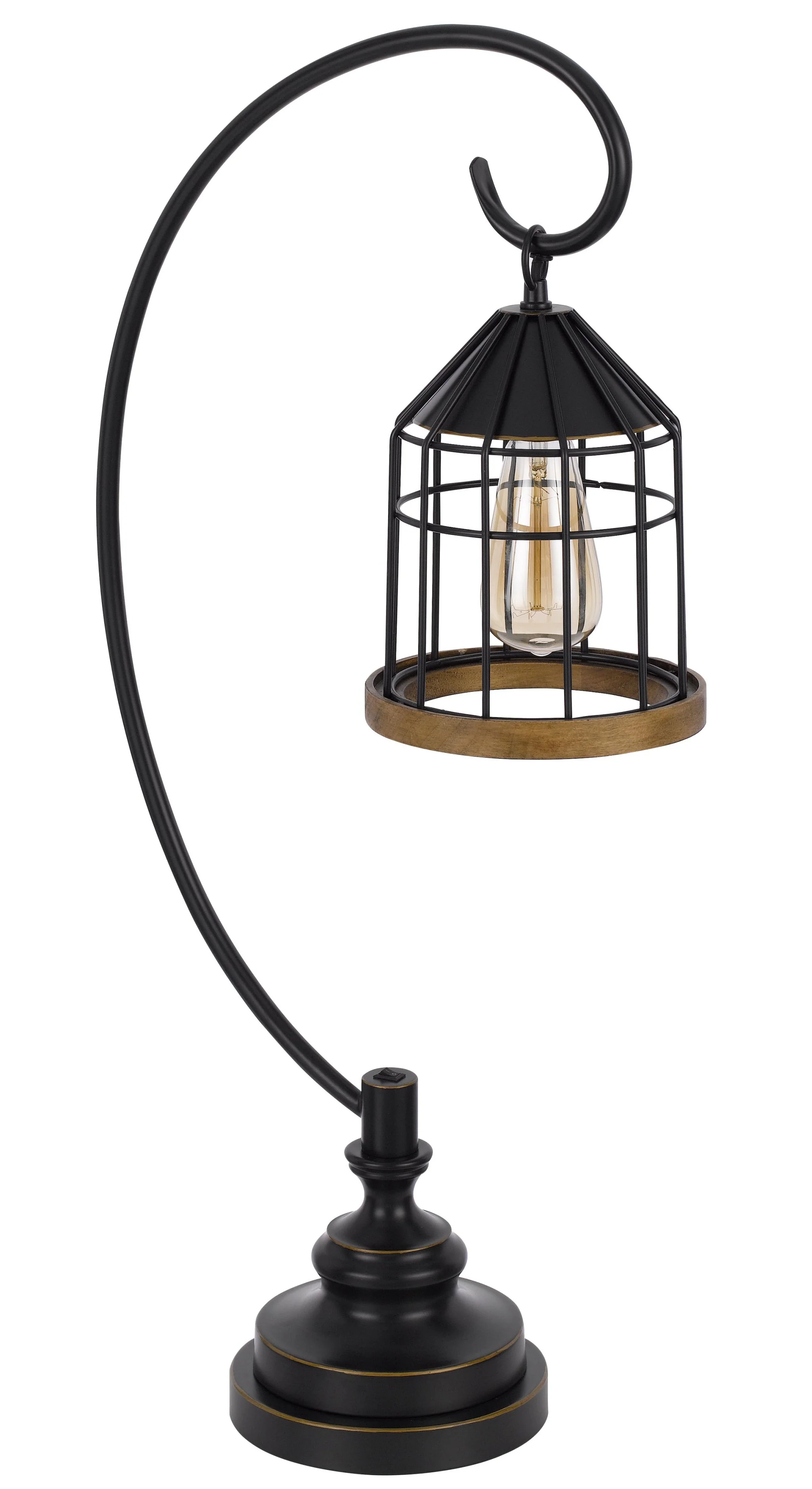 Bronze Metal Table Lamp With Bronze Cage Shade By Homeroots