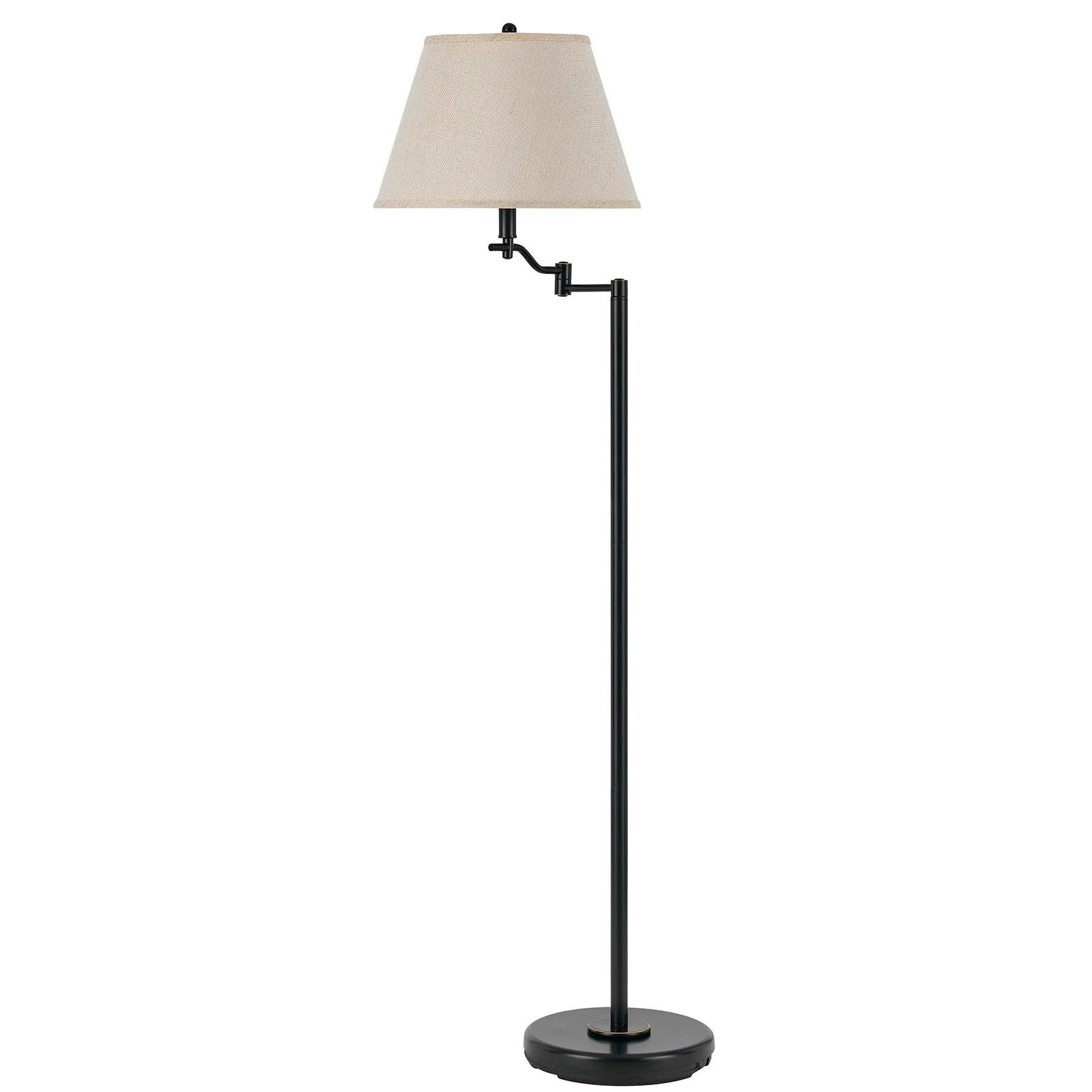 Bronze Swing Arm Floor Lamp With Beige Fabric Empire Shade By Homeroots