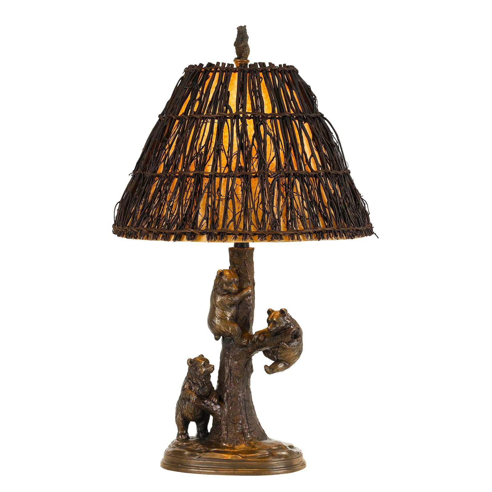 Bronze Table Lamp With Brown Empire Shade By Homeroots