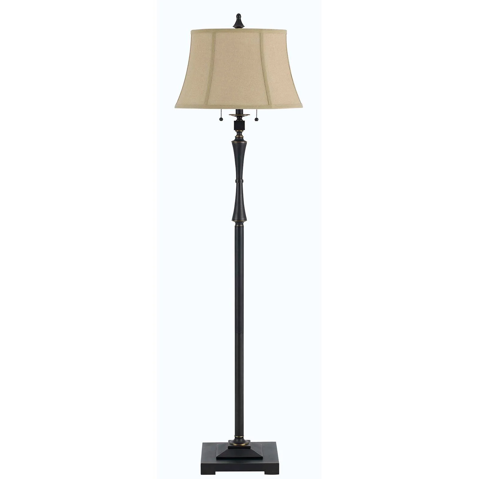 Bronze Two Light Traditional Shaped Floor Lamp With Brown Square Shade By Homeroots