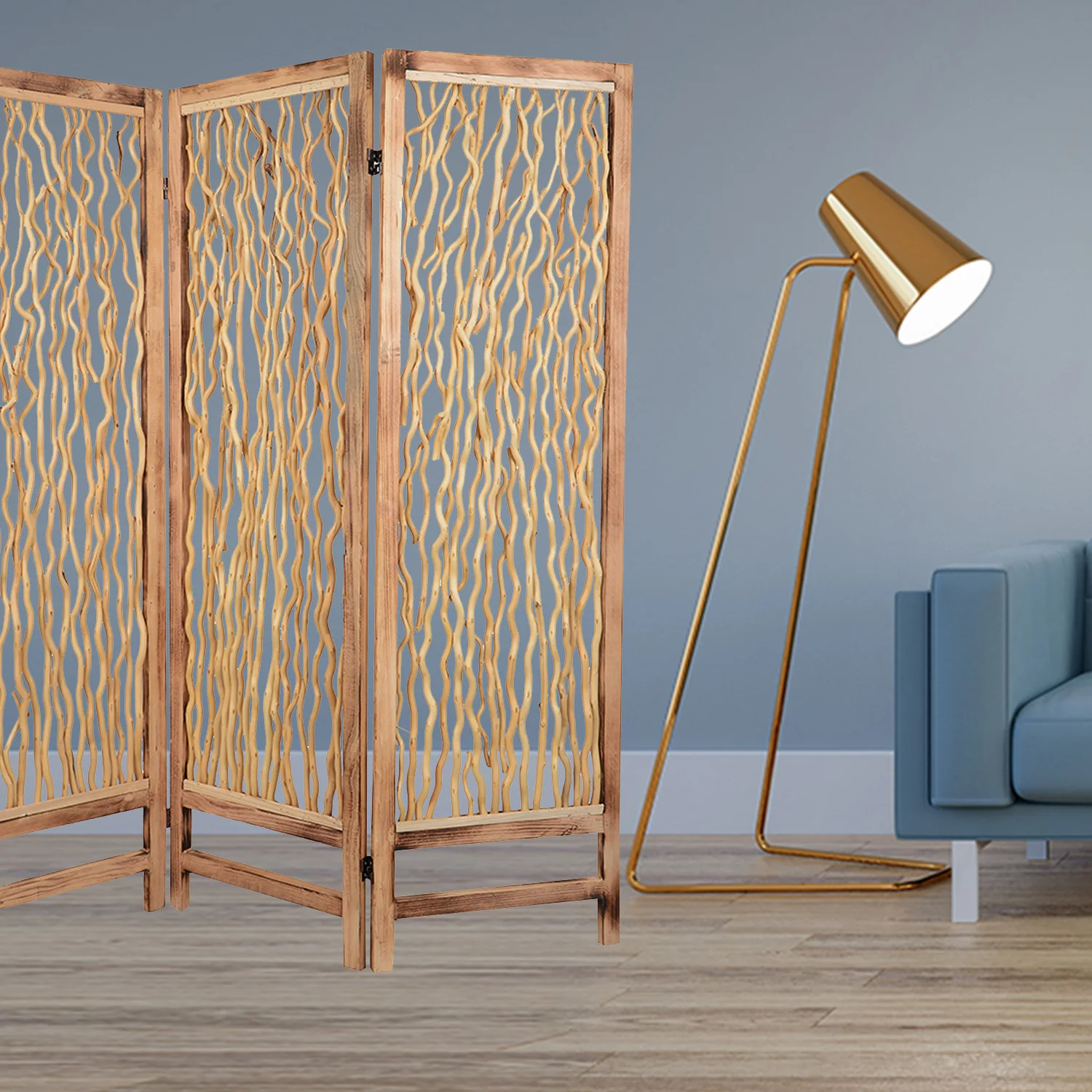 Brown 3 Panel Wood foldable Screen By Homeroots - 274728