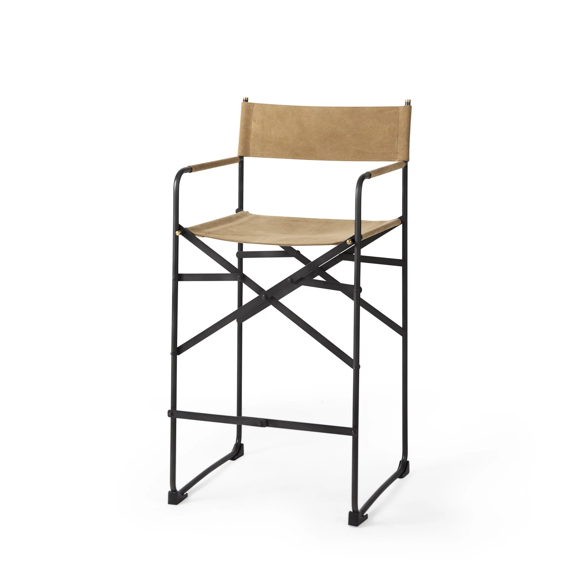 Brown And Black Leather And Metal Bar Chair By Homeroots