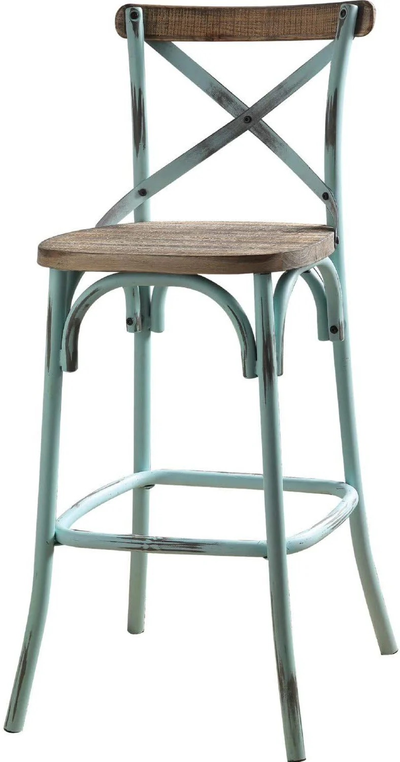 Brown And Sky Blue Iron Bar Chair By Homeroots