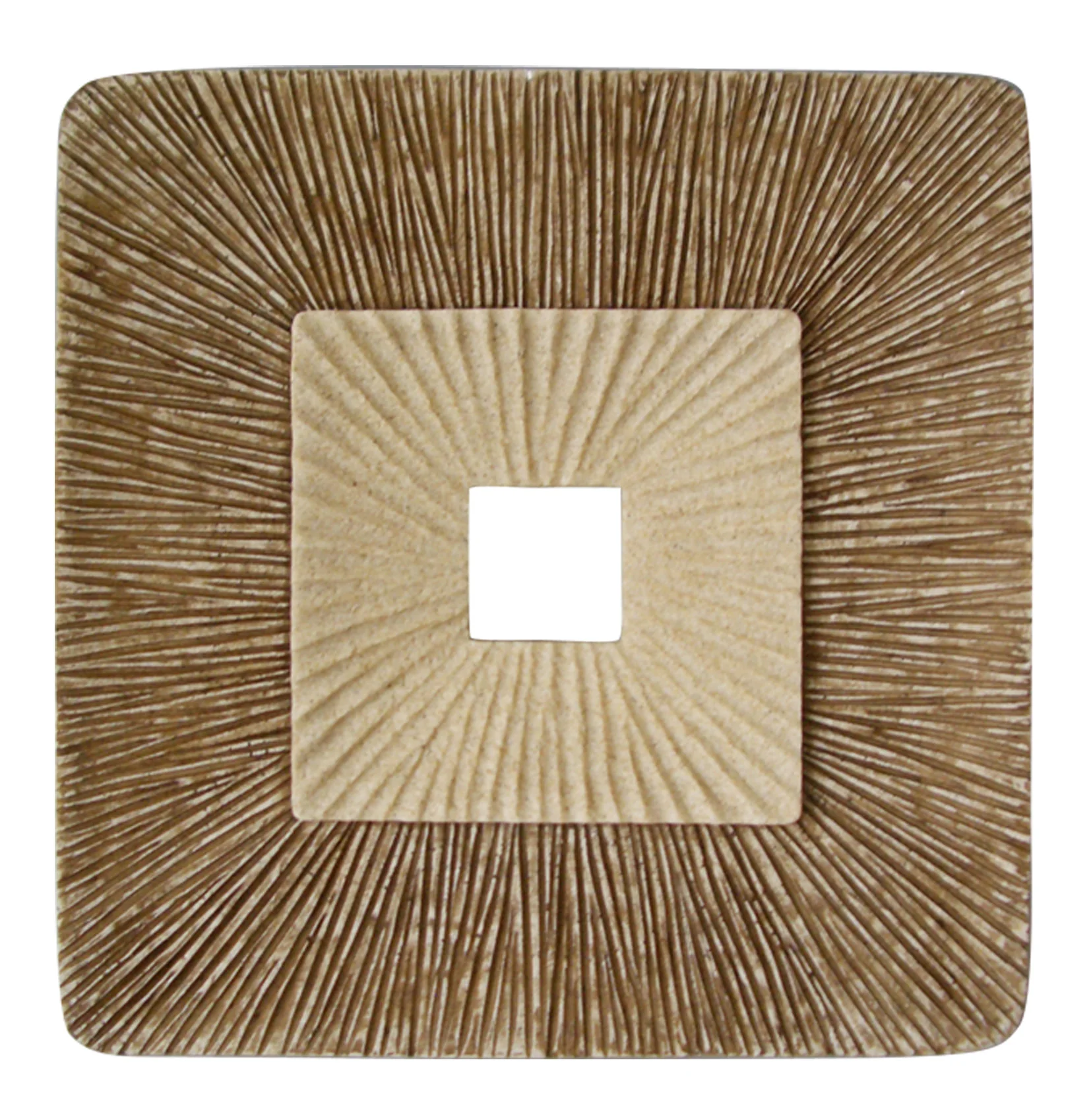 Brown Concave Square Double Layer Ribbed Wall Plaque By Homeroots - 274778