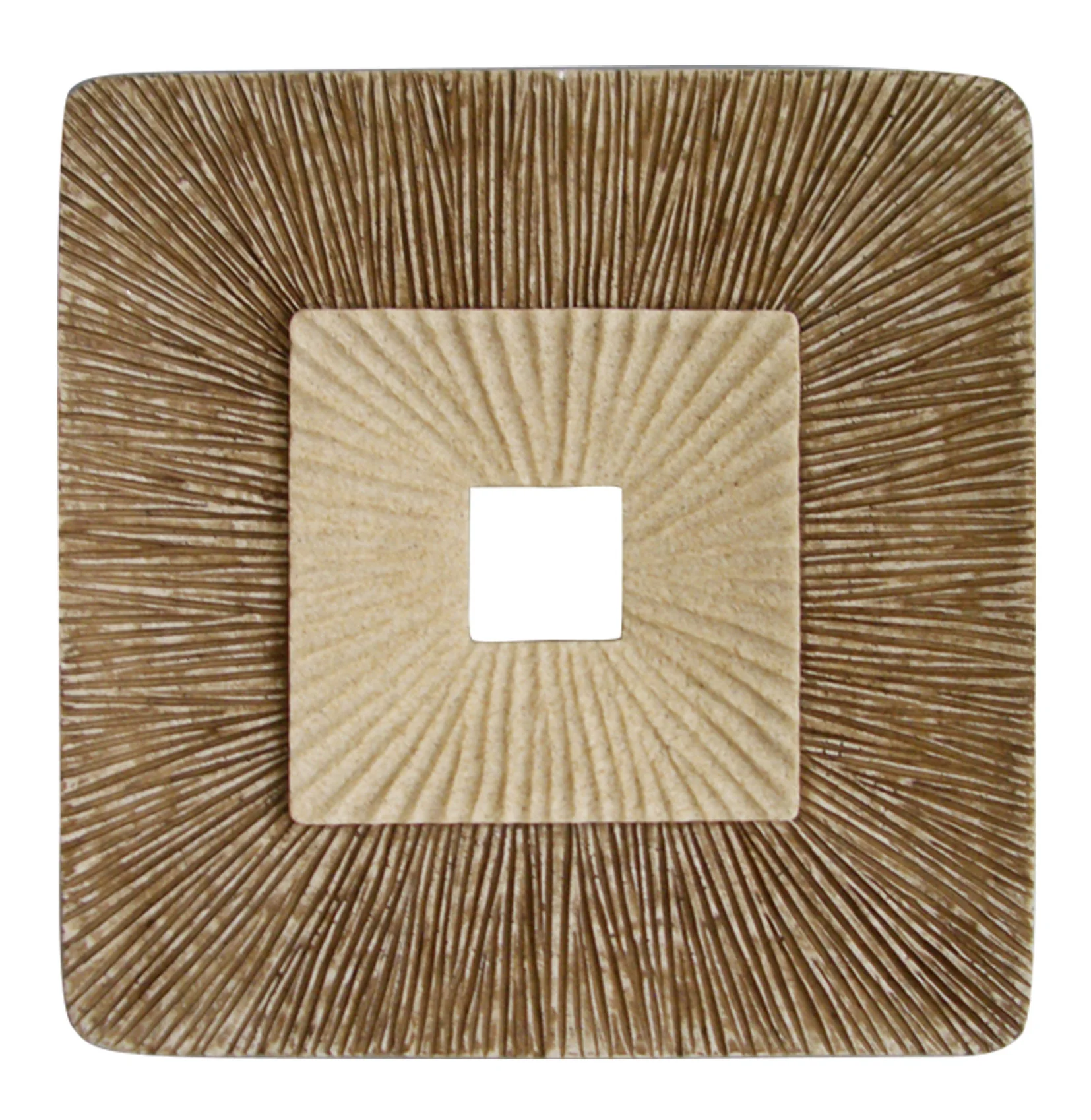 Brown Concave Square Double Layer Ribbed Wall Plaque Set of 2 By Homeroots - Image 3
