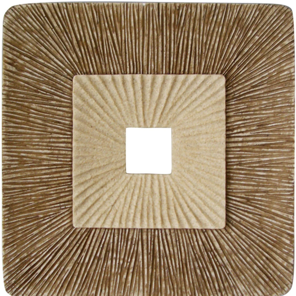 Brown Concave Square Double Layer Ribbed Wall Plaque Set of 2 By Homeroots - Image 4