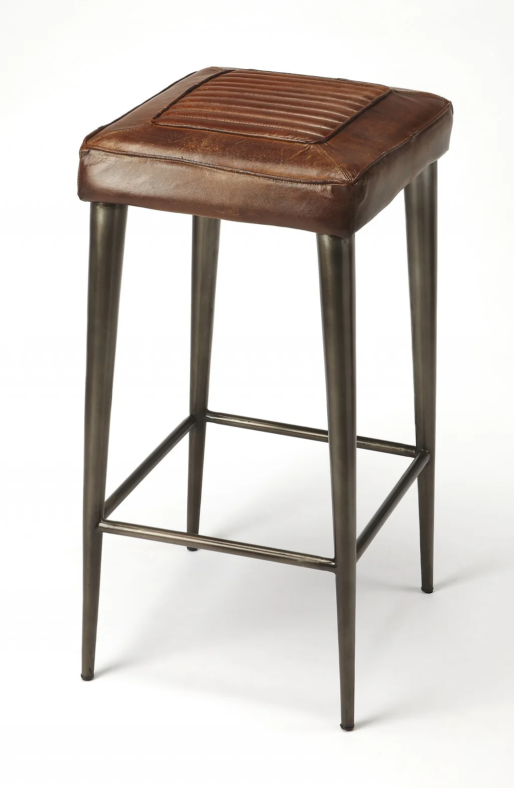 Brown Leather Bar Stool By Homeroots