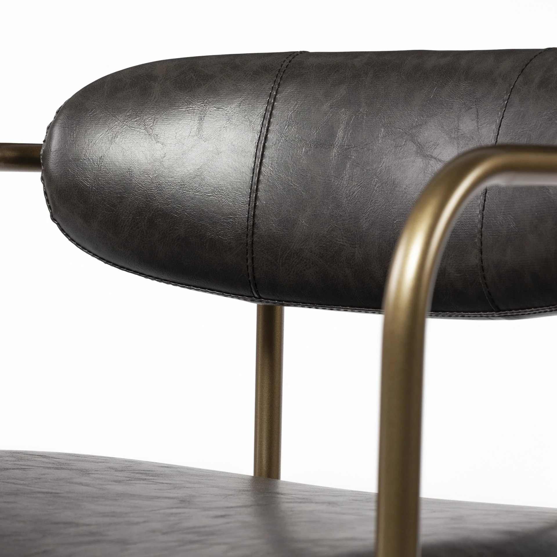 Brown Leather Gold Framed Bar Stool By Homeroots - Image 6