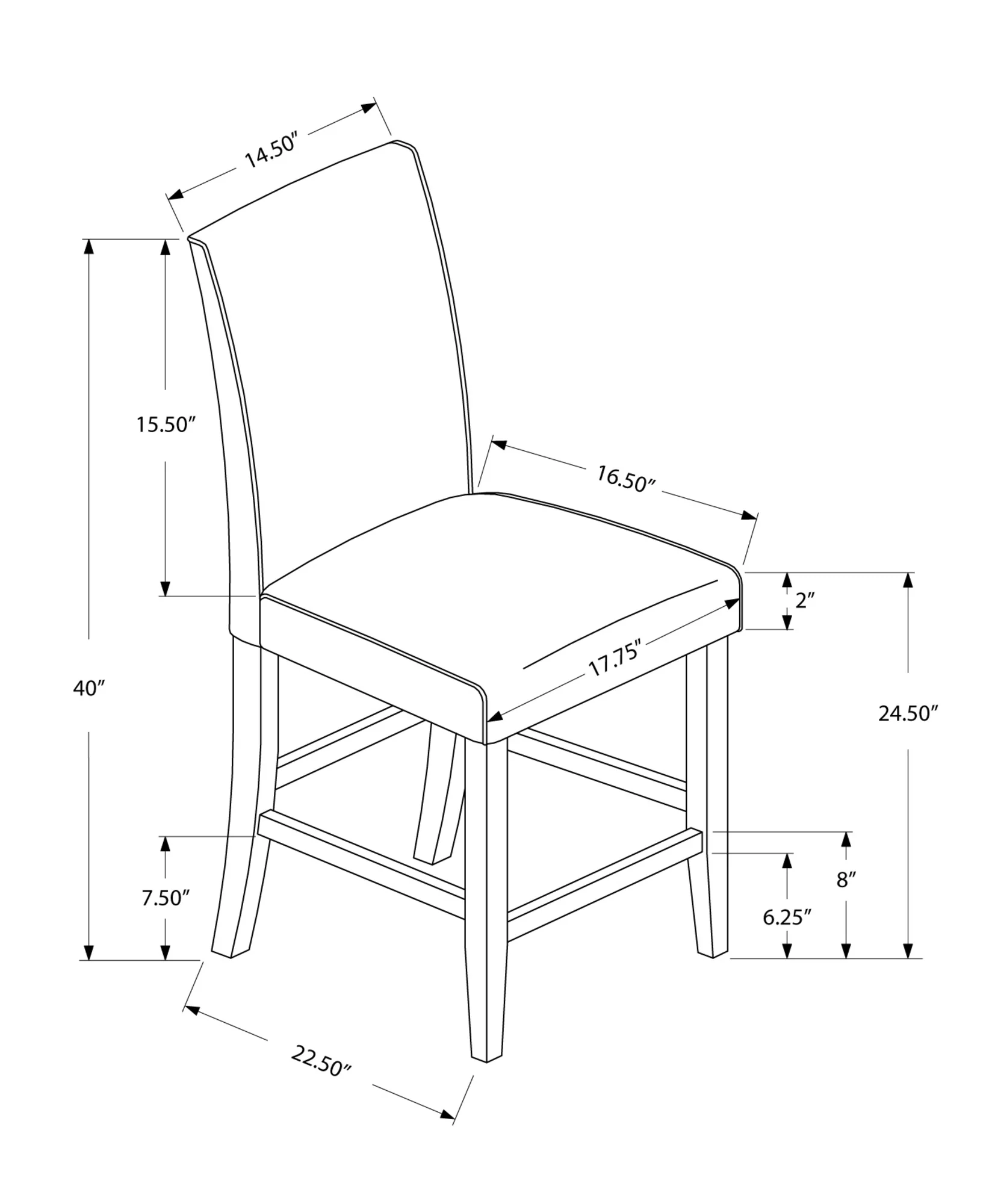 Brown Leather Look Counter Height 2Pcs Dining Chair By Homeroots - Image 3