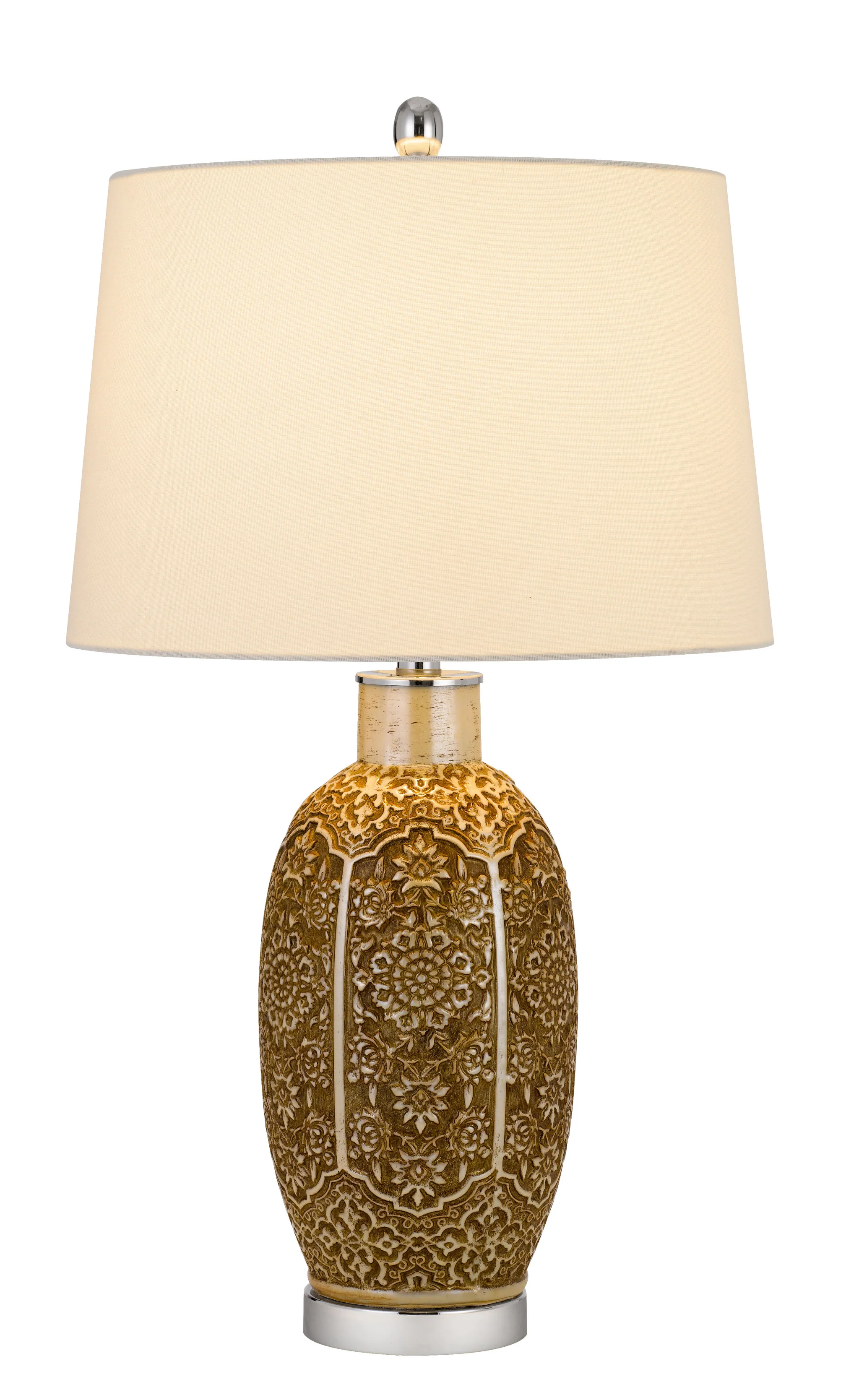 Brown Metal Table Lamp With Off White Empire Shade By Homeroots