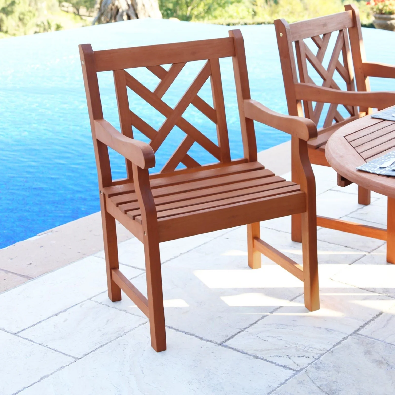 Brown Patio Armchair with Diagonal Design By Homeroots