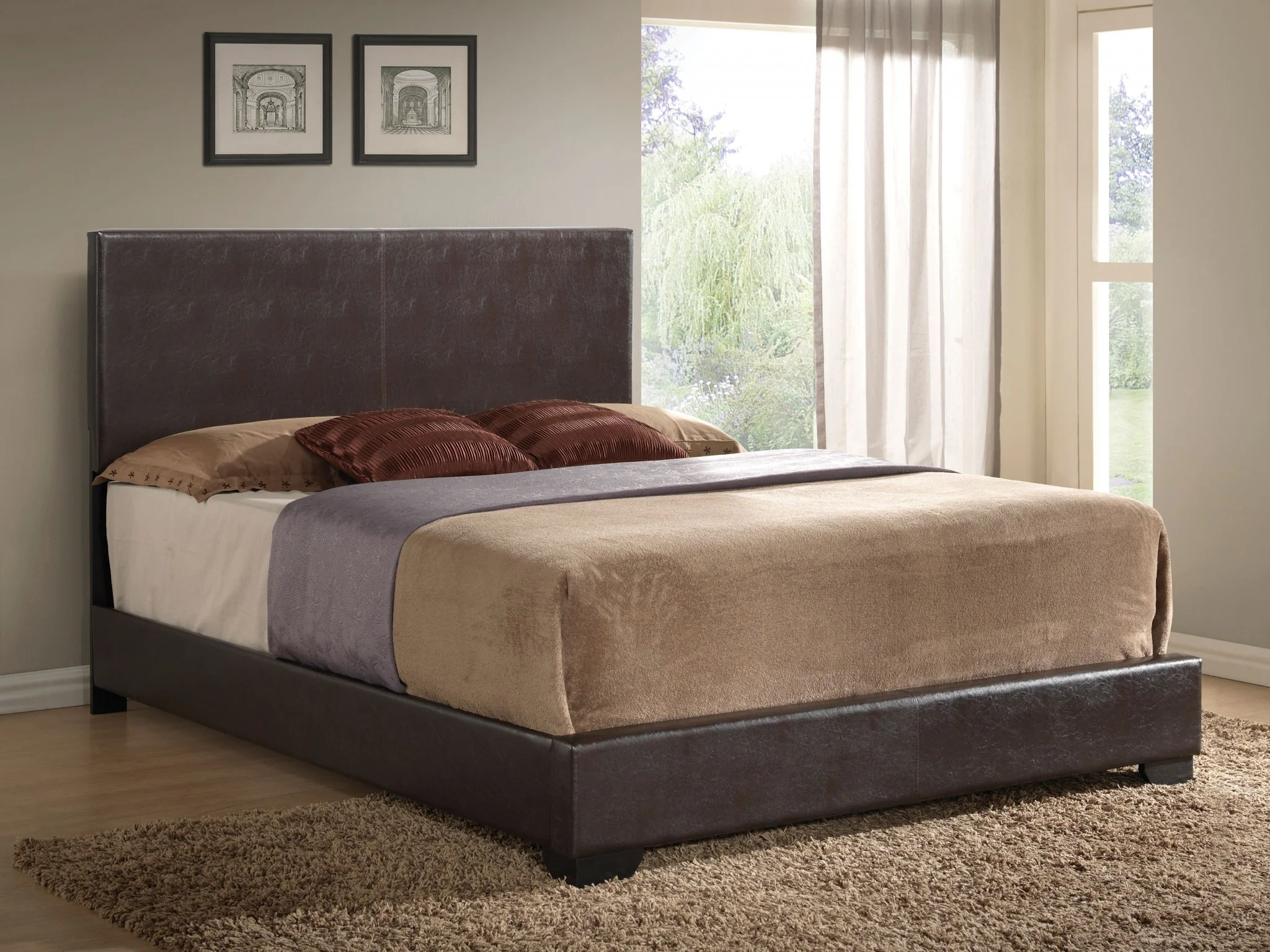 Brown Pu Eastern King Panel Bed By Homeroots