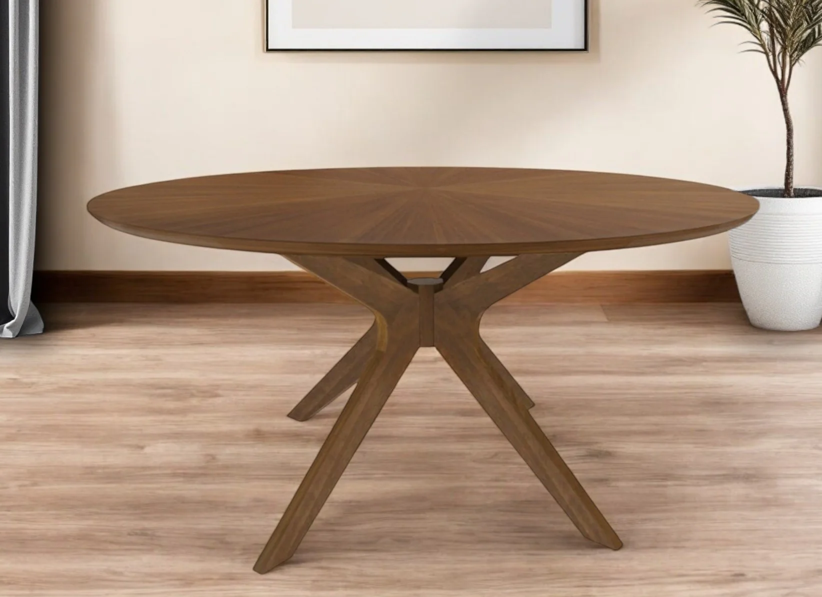 Brown Rounded Pedestal Base Dining Table By Homeroots