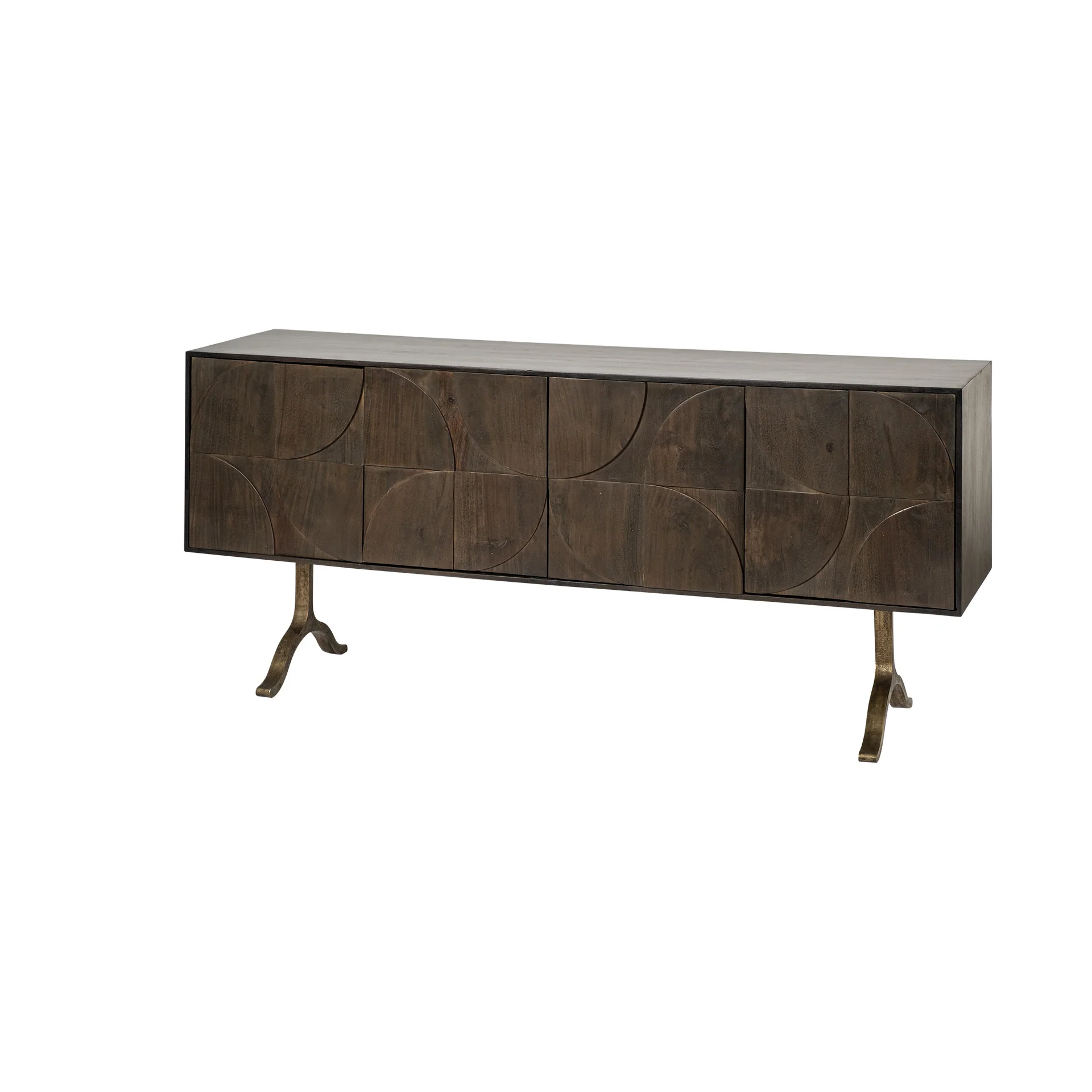 Brown Solid Mango Wood Finish Sideboard With 4 Cabinet Doors By Homeroots - 380244