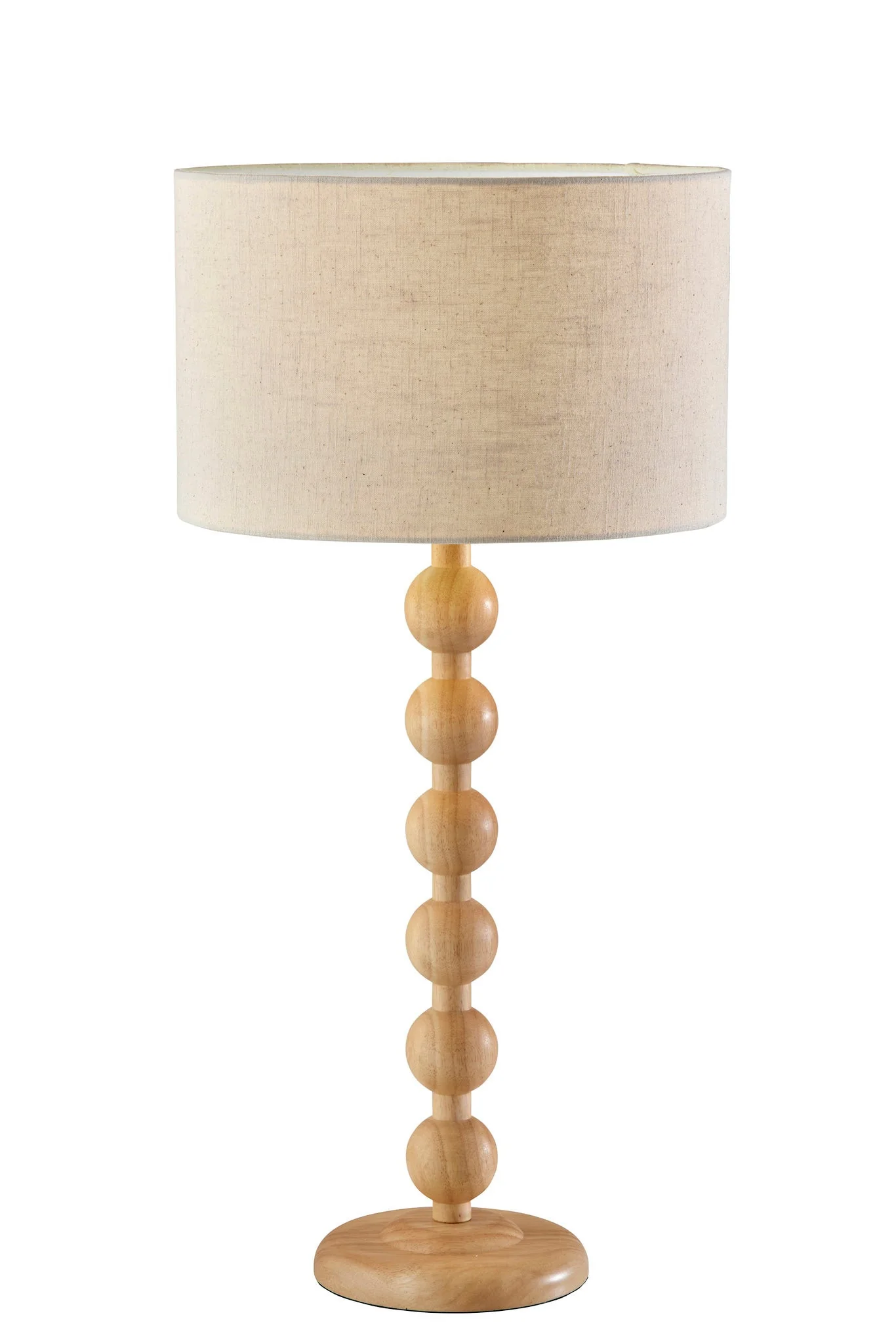 Brown Solid Wood Candlestick Table Lamp With Off White Drum Shade By Homeroots