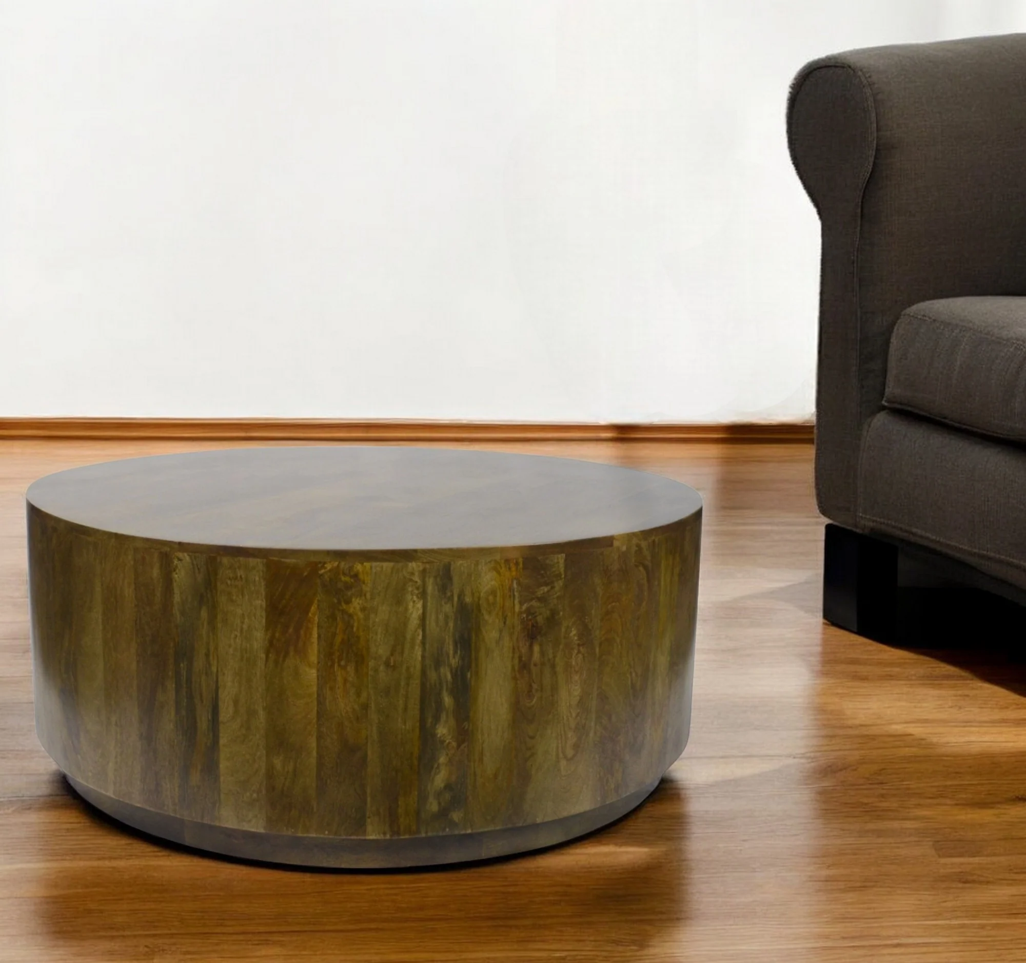 Brown Solid Wood Round Coffee Table By Homeroots