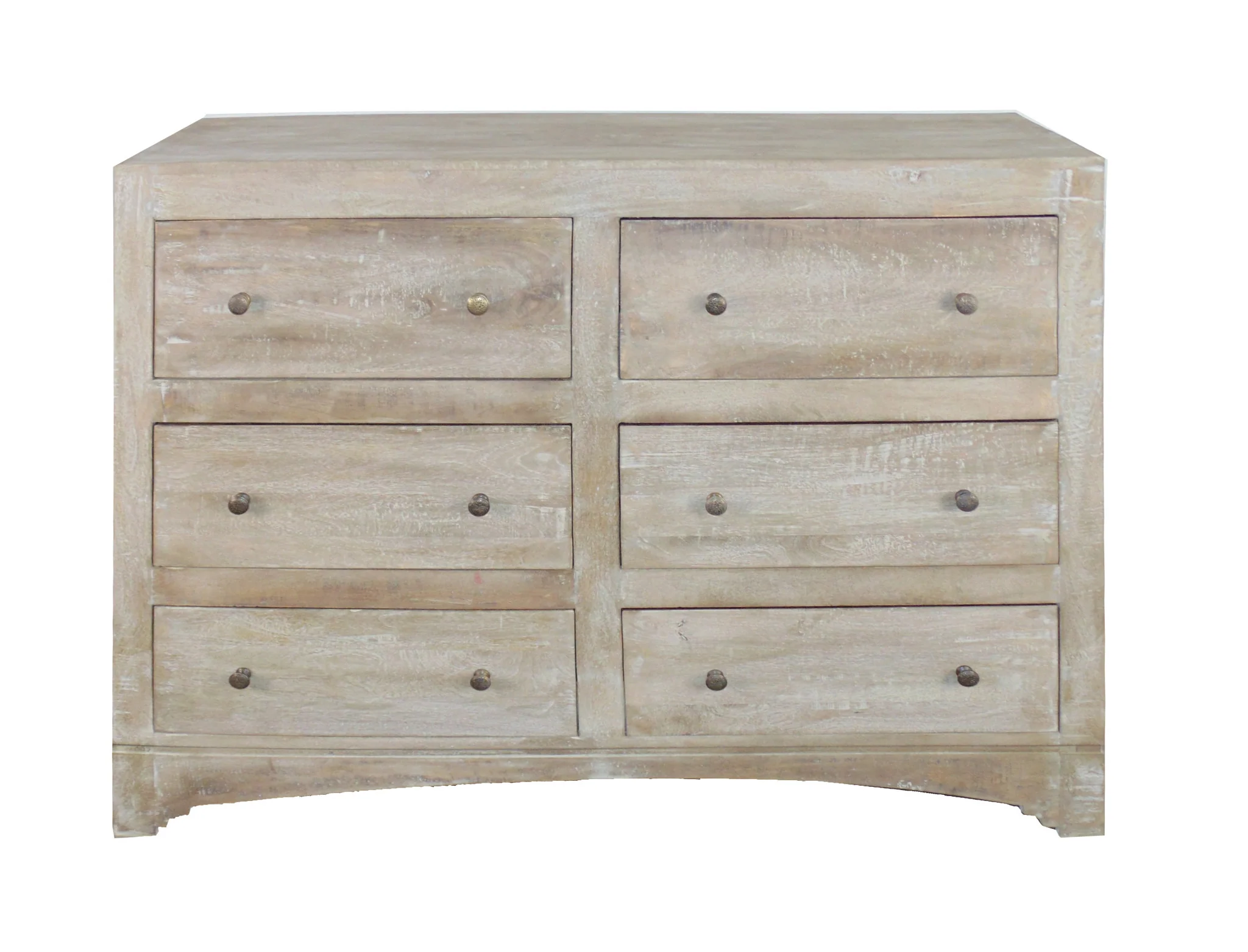 Brown Solid Wood Six Drawer Double Dresser By Homeroots
