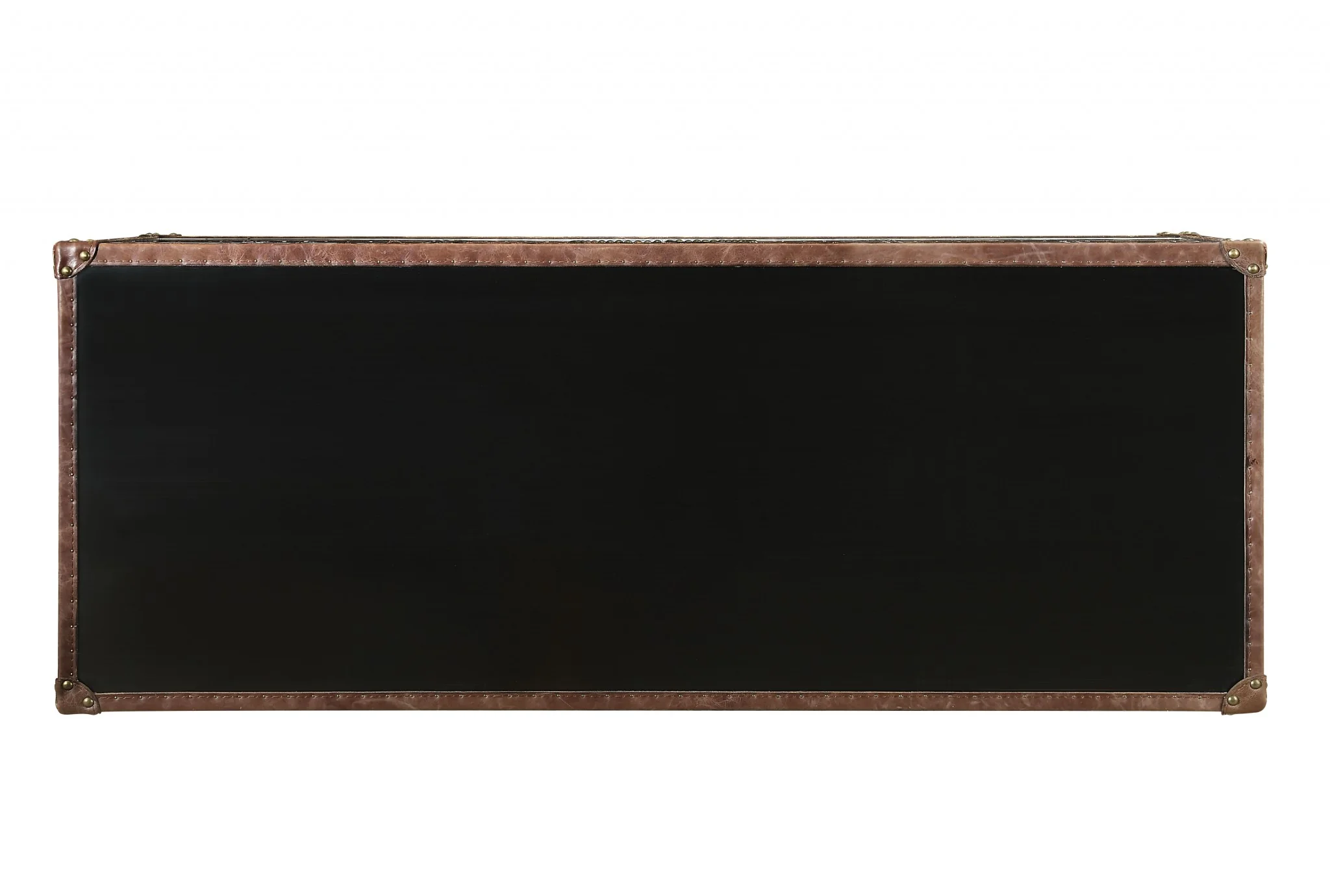 Brown Top Grain Leather And Aluminum Console Table By Homeroots - Image 5