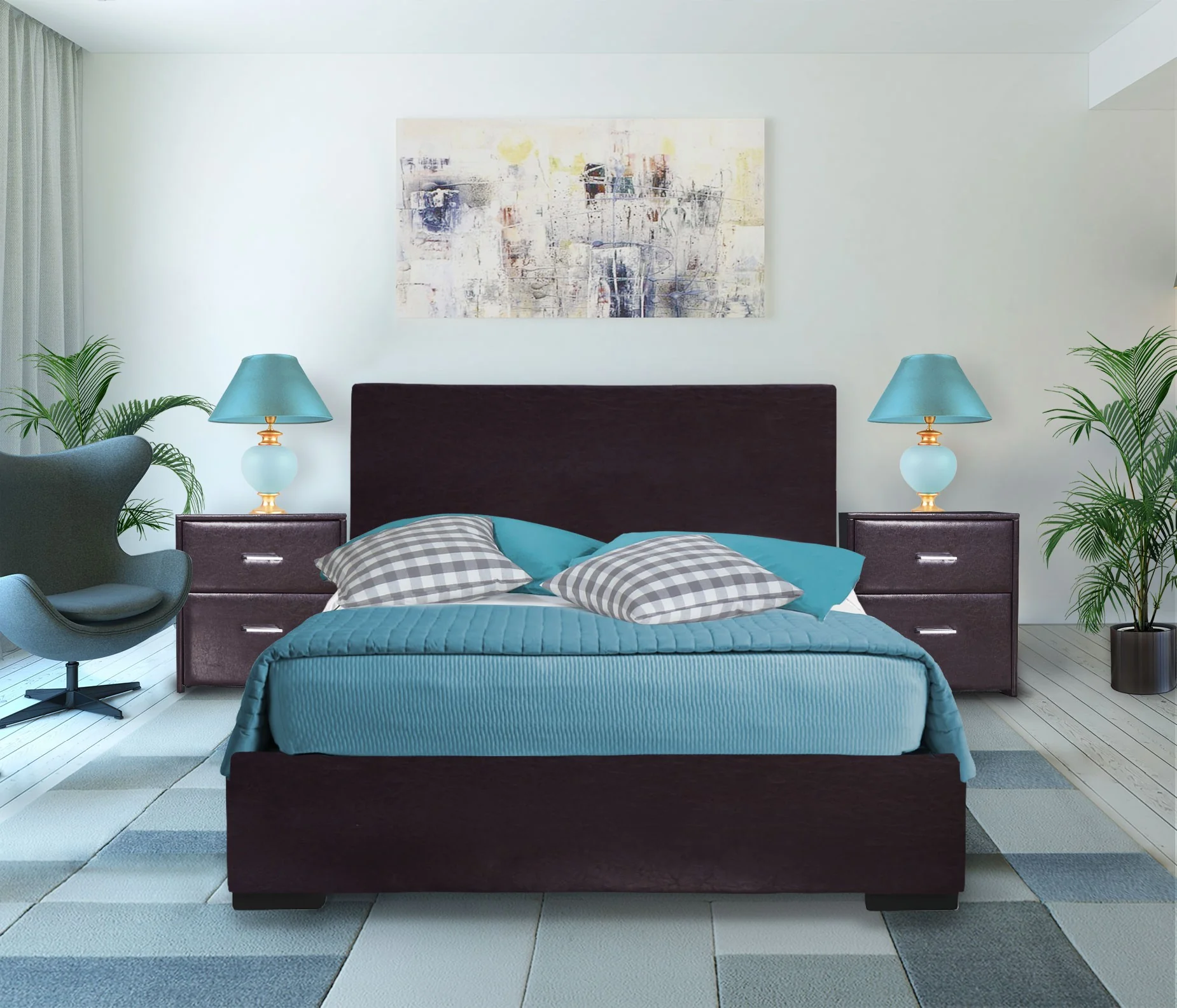 Brown Upholstered Queen Platform Bed By Homeroots