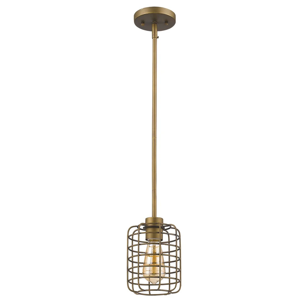 Brushed Gold Metal Cage Hanging Light By Homeroots